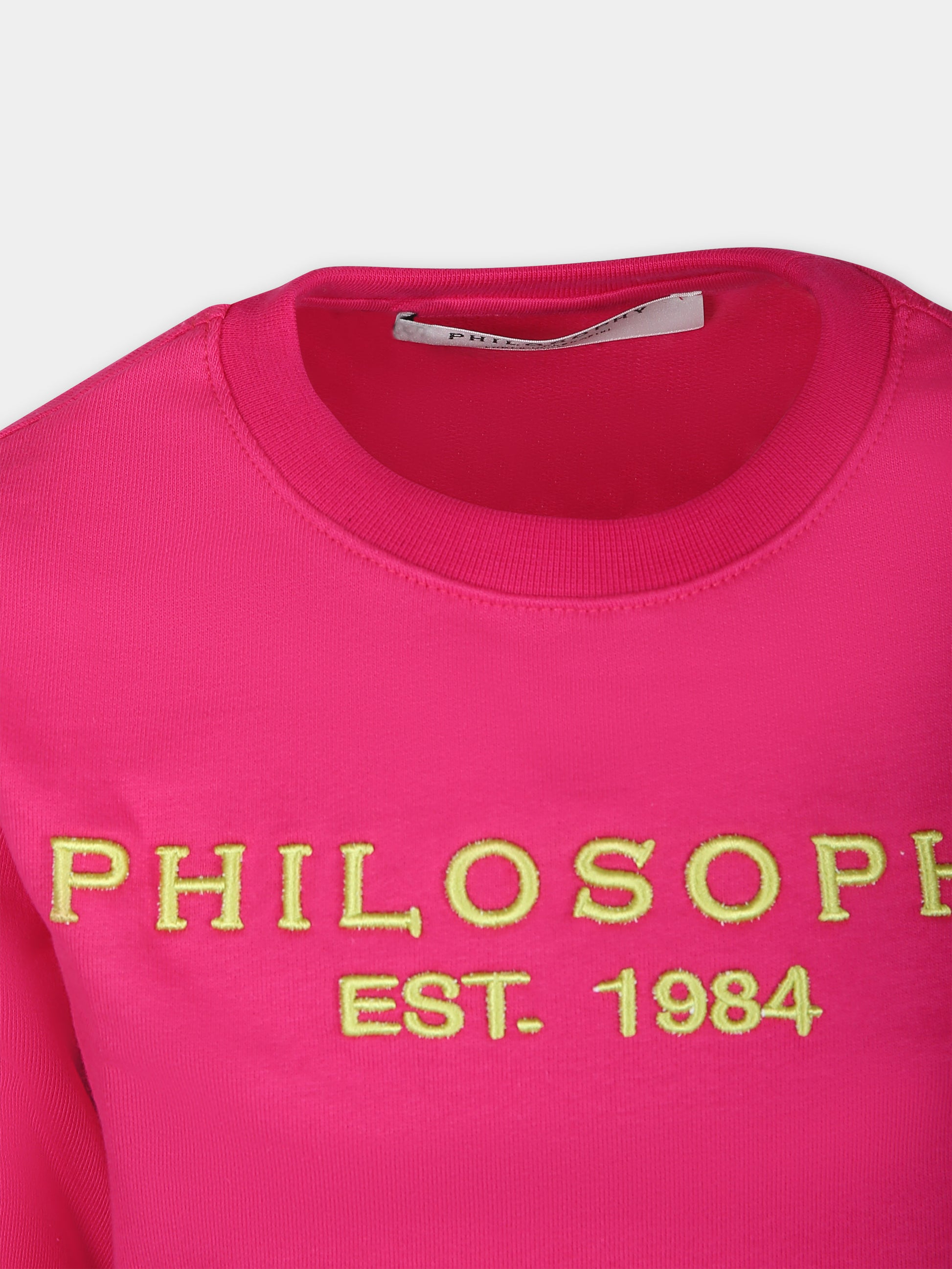Felpa fucsia per bambina con logo,Philosophy,PFFE011 0 FF002 8014