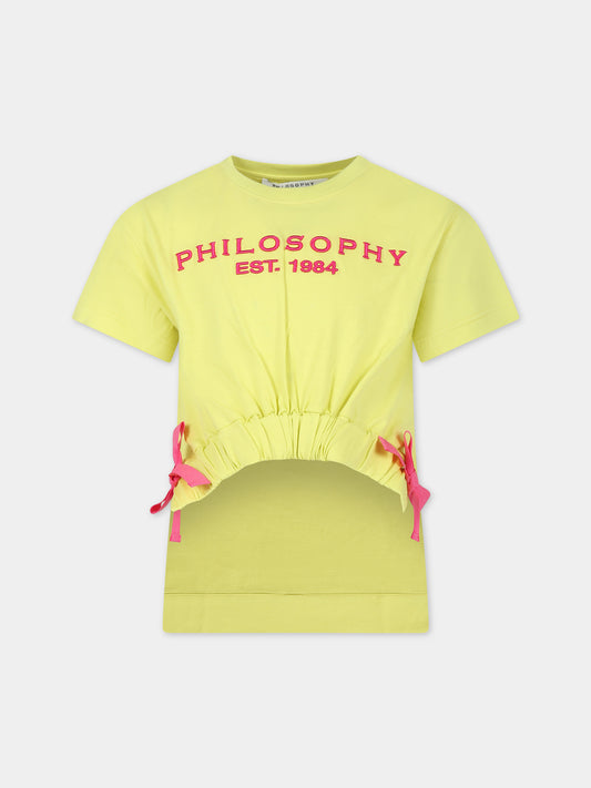 T-shirt gialla per bambina con logo,Philosophy,PFTS013 0 JF003 1064