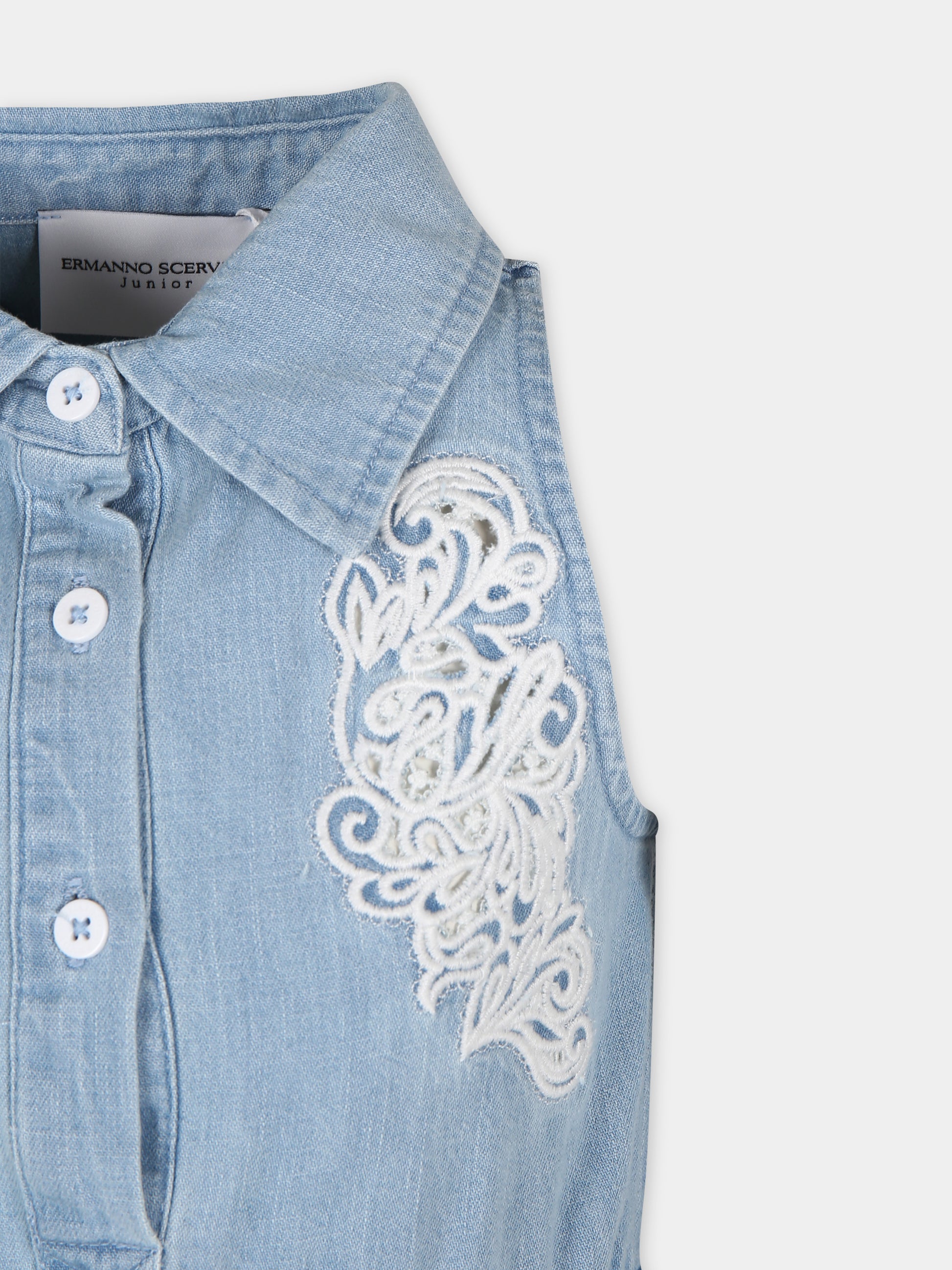 Vestito blu per bambina con logo,Ermanno Scervino Junior,SFAB030 C DF026 4100