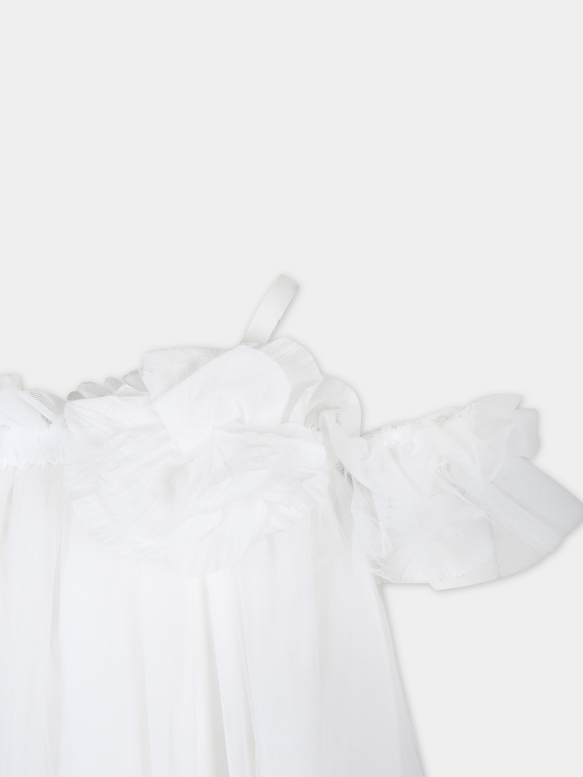 Vestito bianco per bambina con fiore,Ermanno Scervino Junior,SFAB037 0 TU032 0000