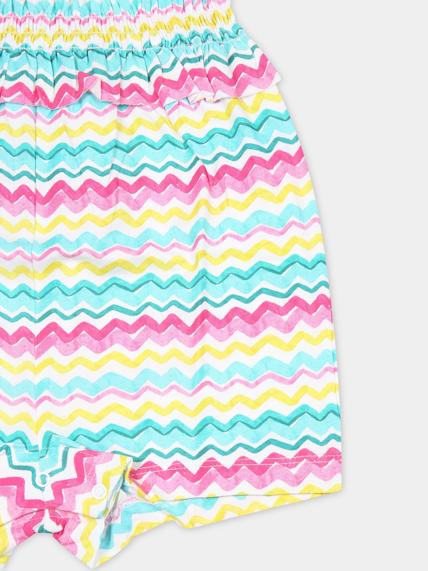 Jumpsuit bianca per neonata con righe multicolor,Mayoral,1841 070