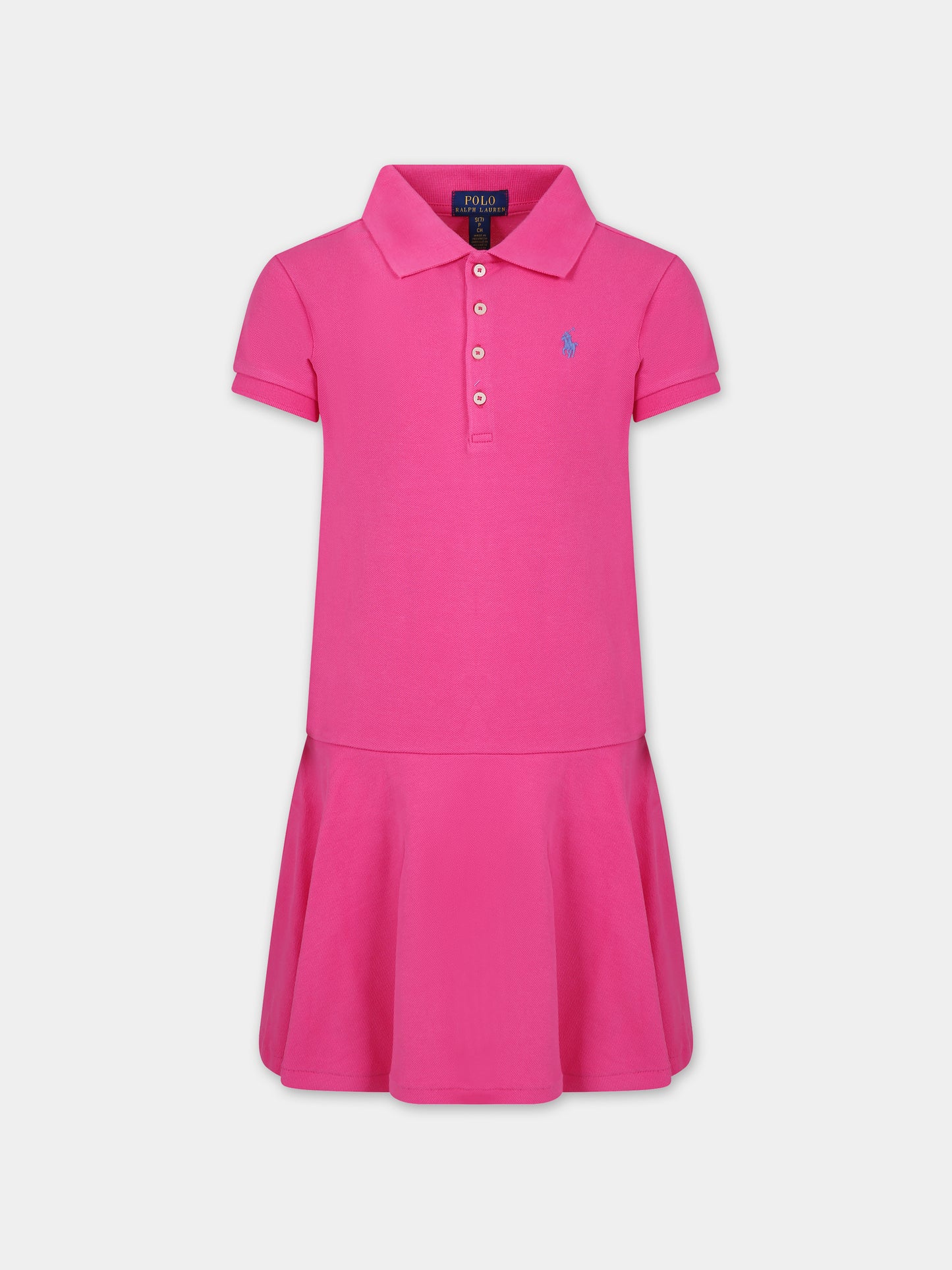 Vestito fucsia per bambina con cavallino,Ralph Lauren Kids,698754080