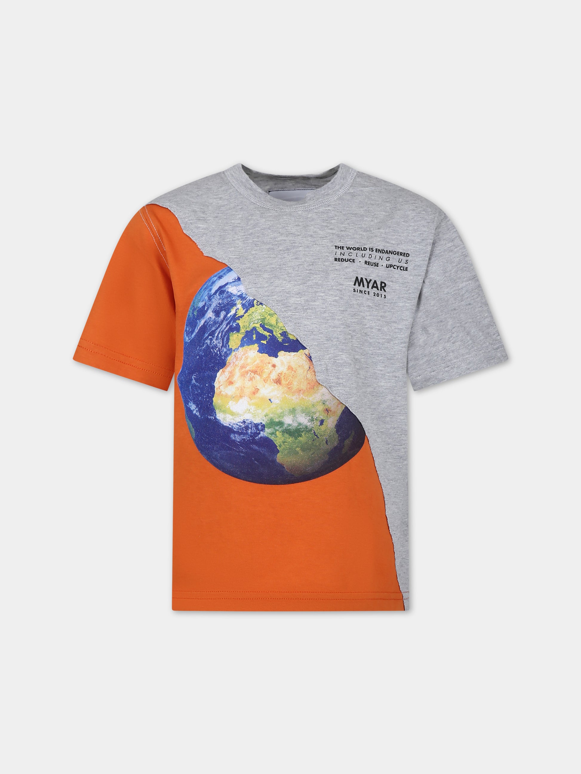 T-shirt grigia per bambino con stampa,Myar,MY0114 MY095 MYT31U MYC03