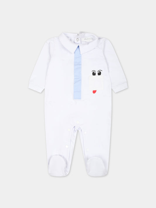 Tutina bianca per neonato con ricamo,Falcotto,001 6002211 01 0N01