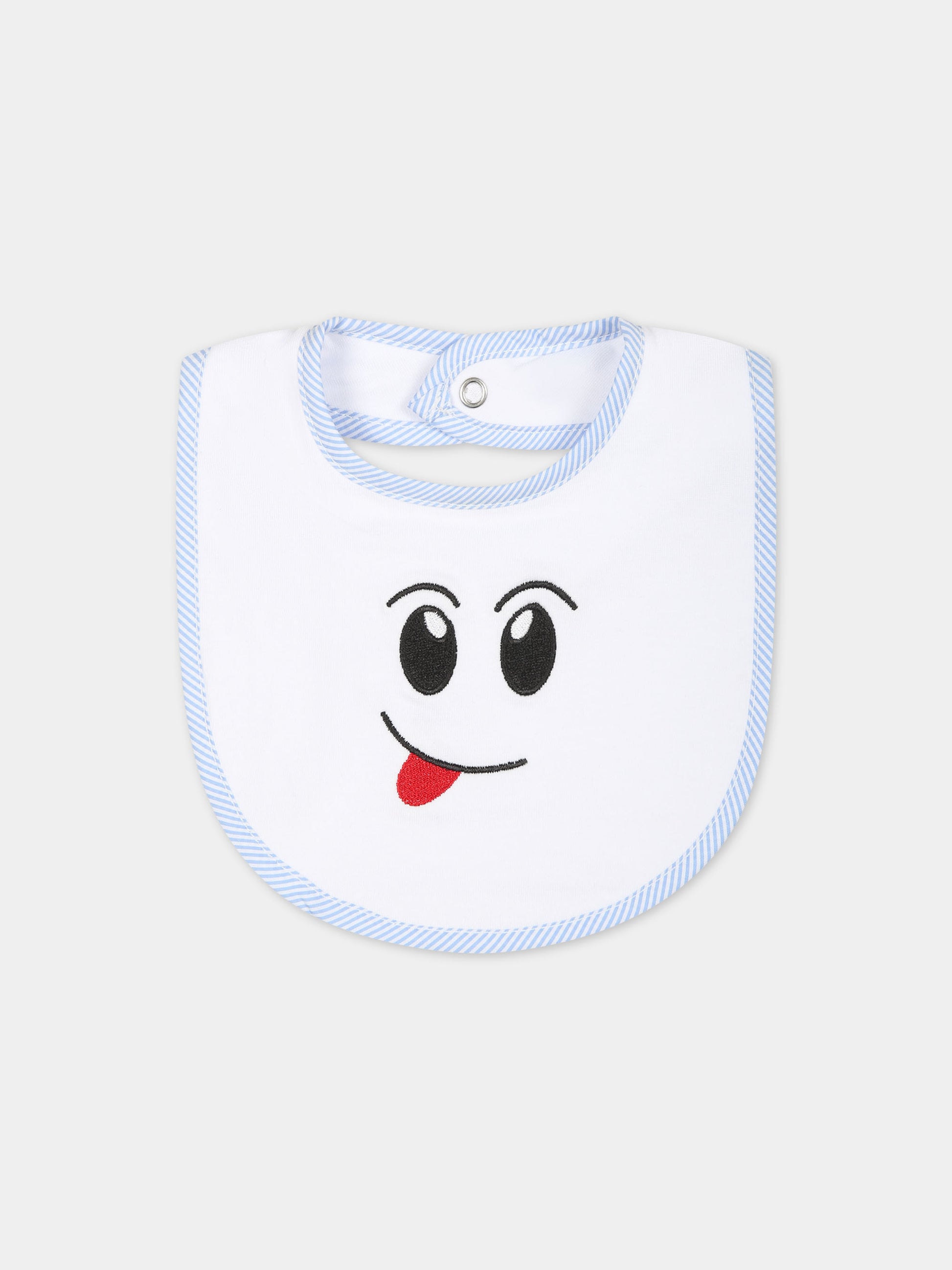Bavaglino bianco per neonato con ricamo,Falcotto,001 6002214 01 0N01