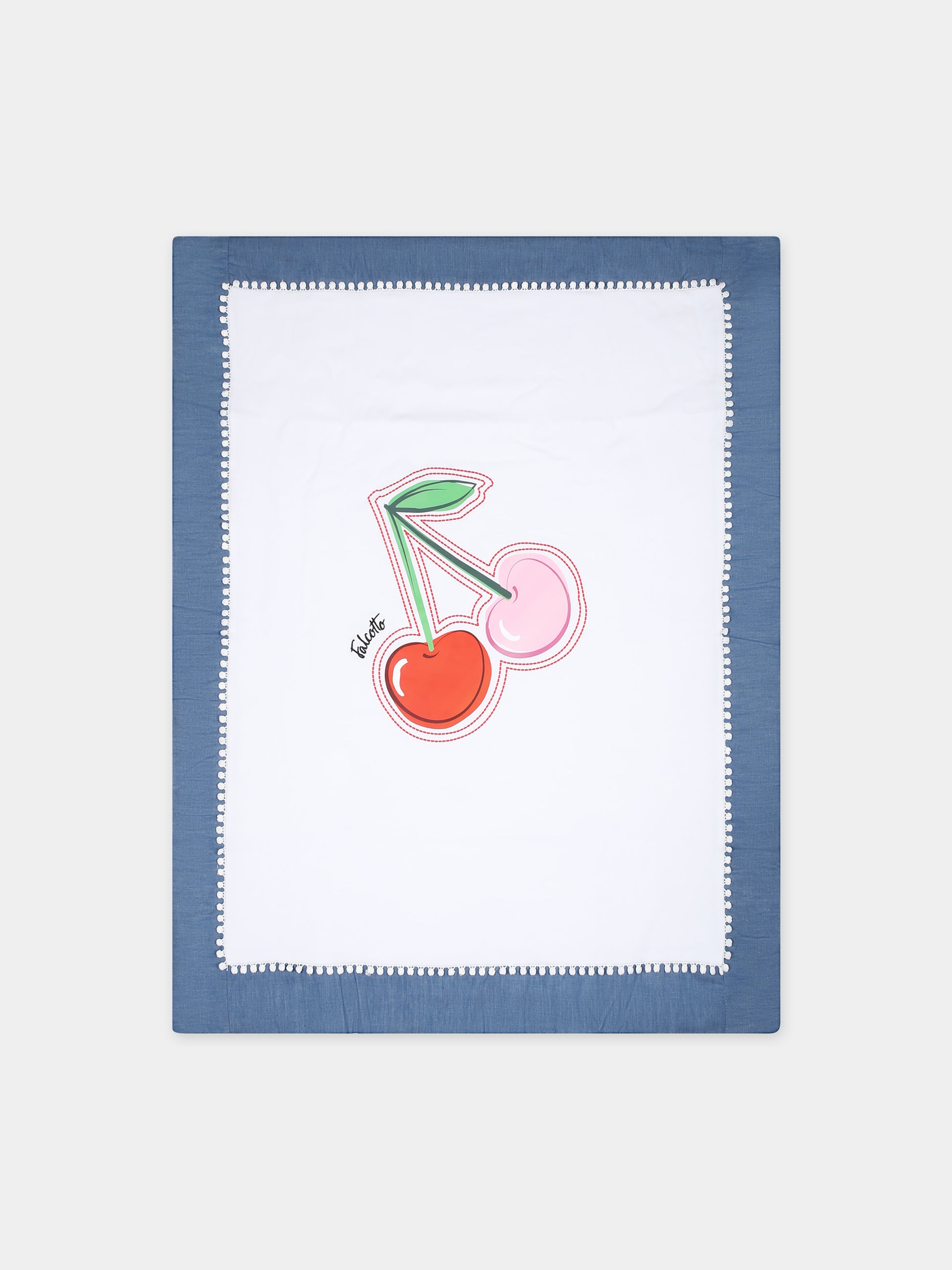 Coperta bianca per neonata con stampa ciliegie,Falcotto,001 6002218 01 1H09