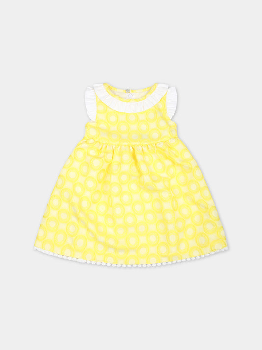Vestito giallo per neonata con ricami,Falcotto,001 6002169 01 0G04