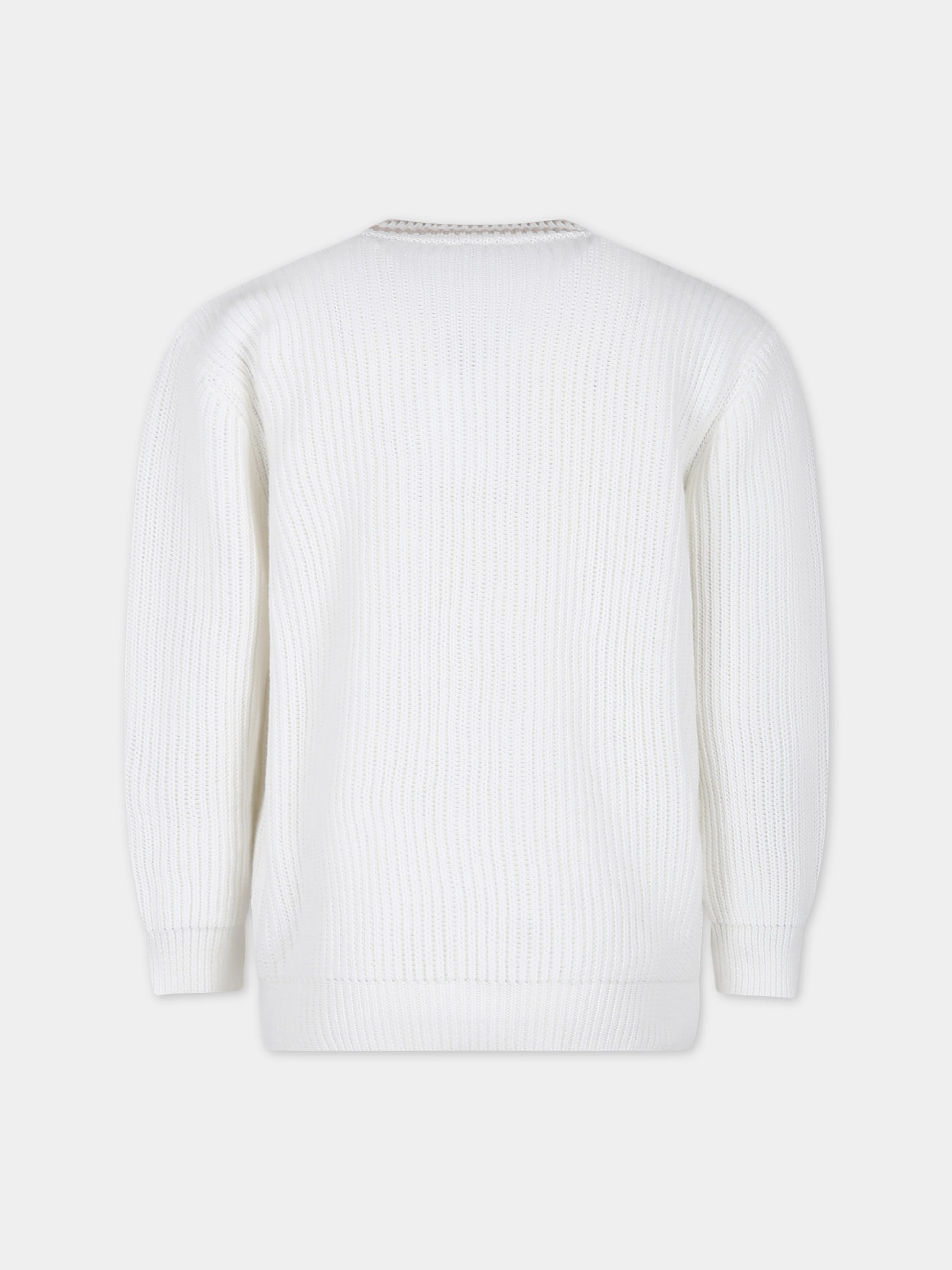 Cardigan avorio per bambino con logo,Eleventy,EU9P40 Z1376 101BG