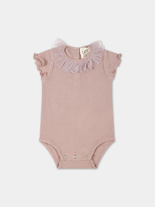 Body rosa per neonata con tulle,Caffe' D'orzo,ZUAA11 J0384 536OR