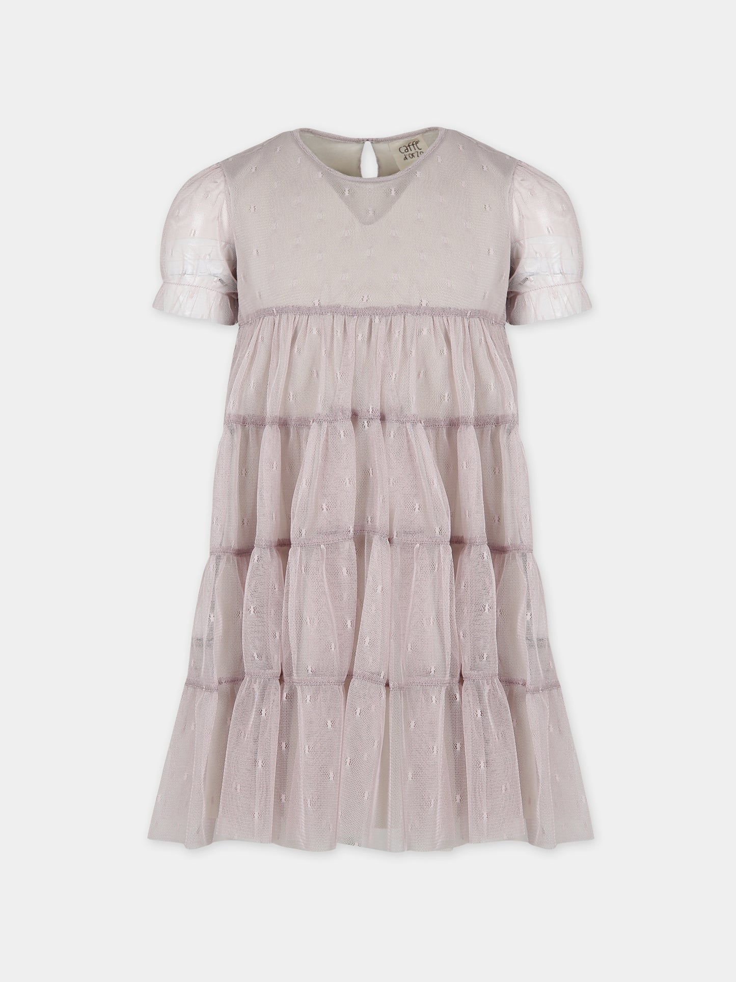 Vestito rosa per bambina con ricami,Caffe' D'orzo,ZU1B21 T0075 107