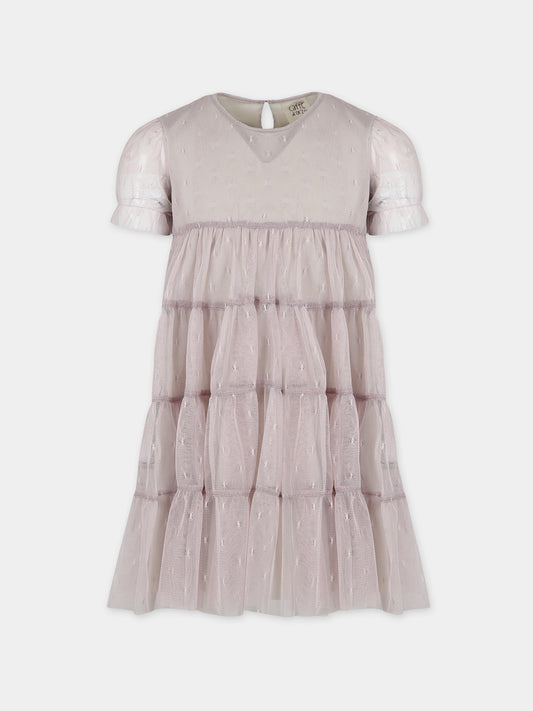 Vestito rosa per bambina con ricami,Caffe' D'orzo,ZU1B21 T0075 107