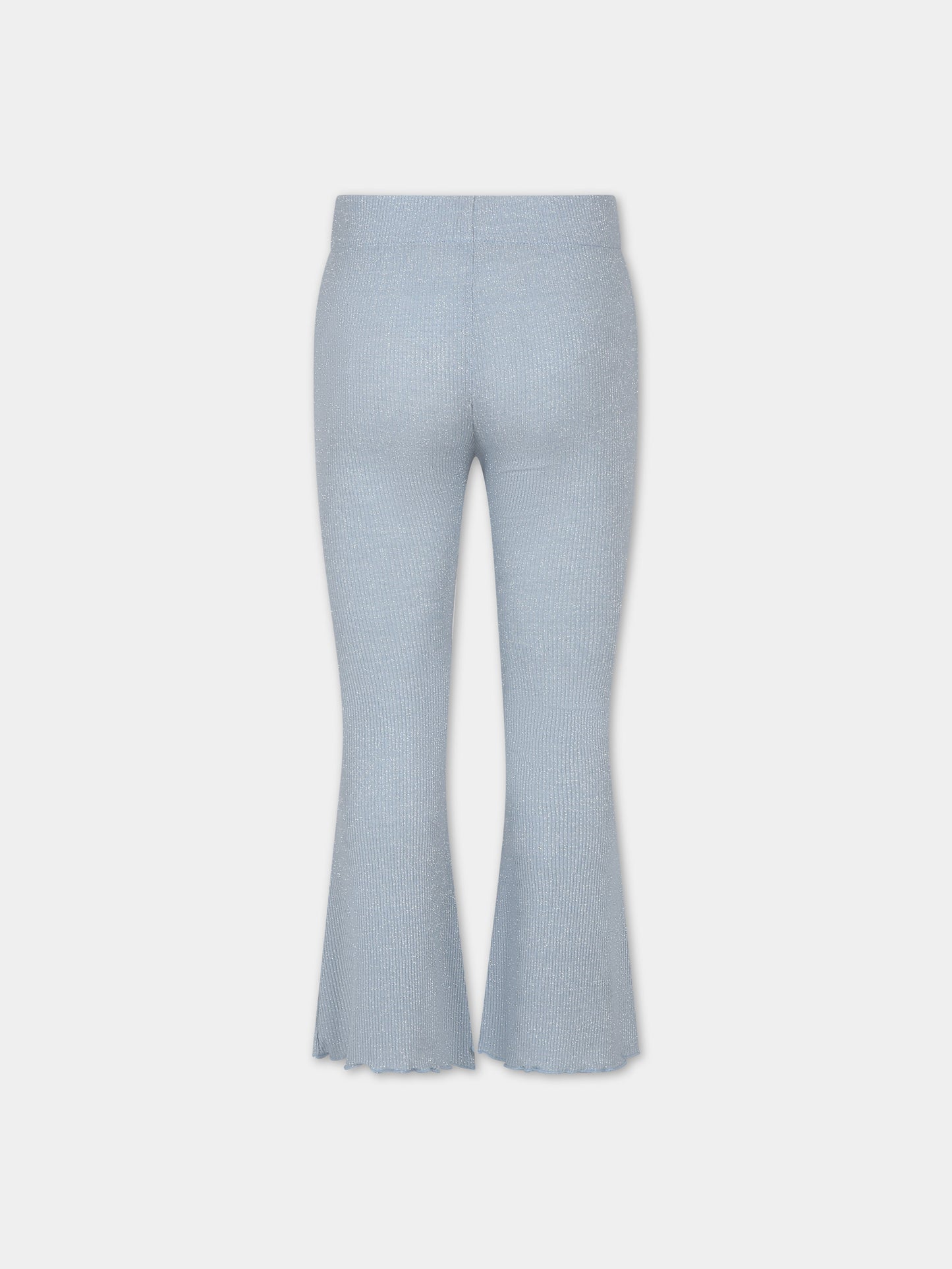 Pantaloni celesti per bambina con lurex,Caffe' D'orzo,ZU6A50 J0384 607AG