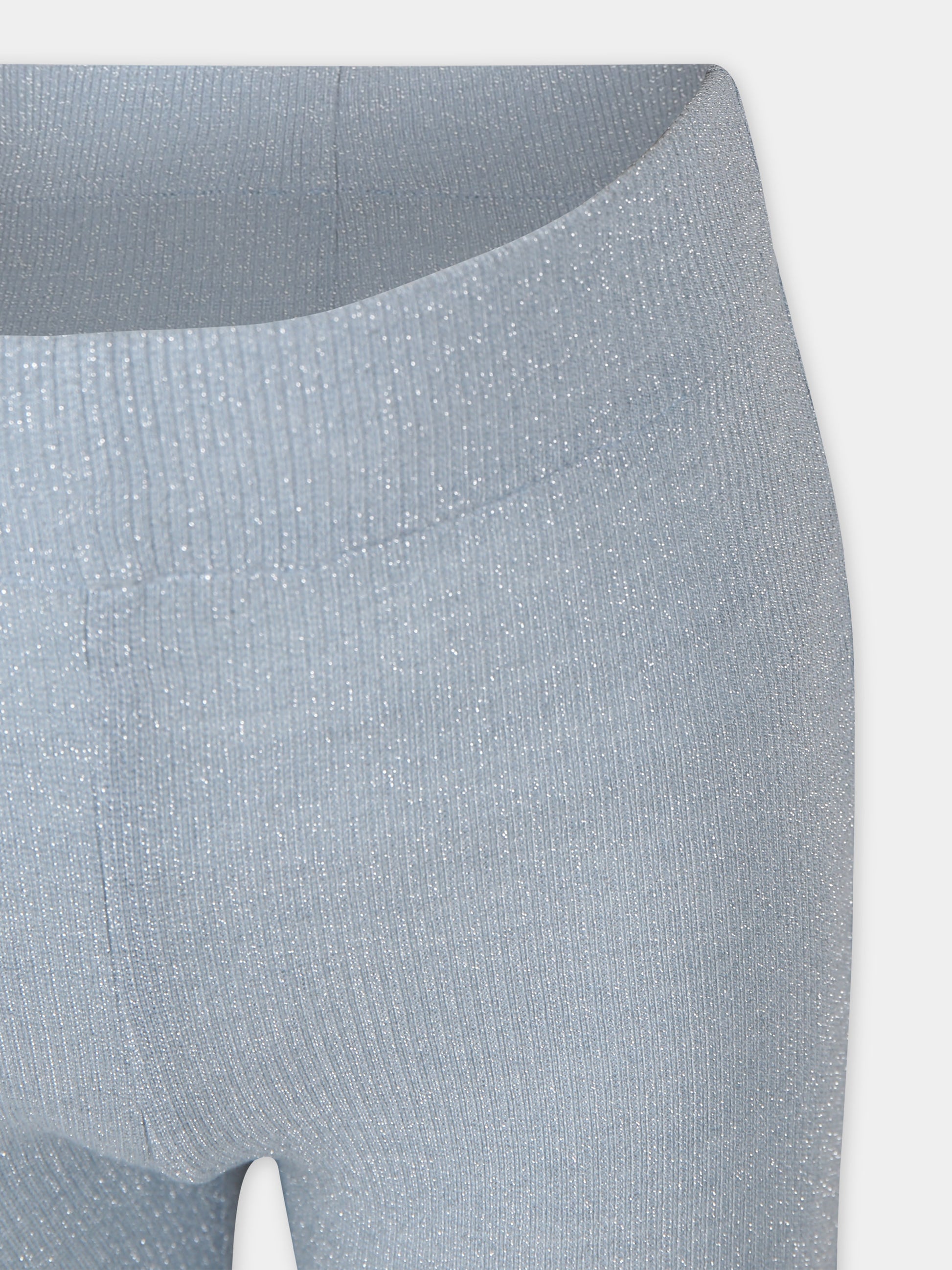Pantaloni celesti per bambina con lurex,Caffe' D'orzo,ZU6A50 J0384 607AG