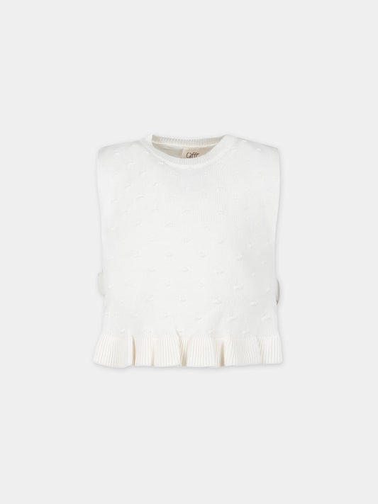 Top bianco per bambina,Caffe' D'orzo,ZU9A82 Z2164 102