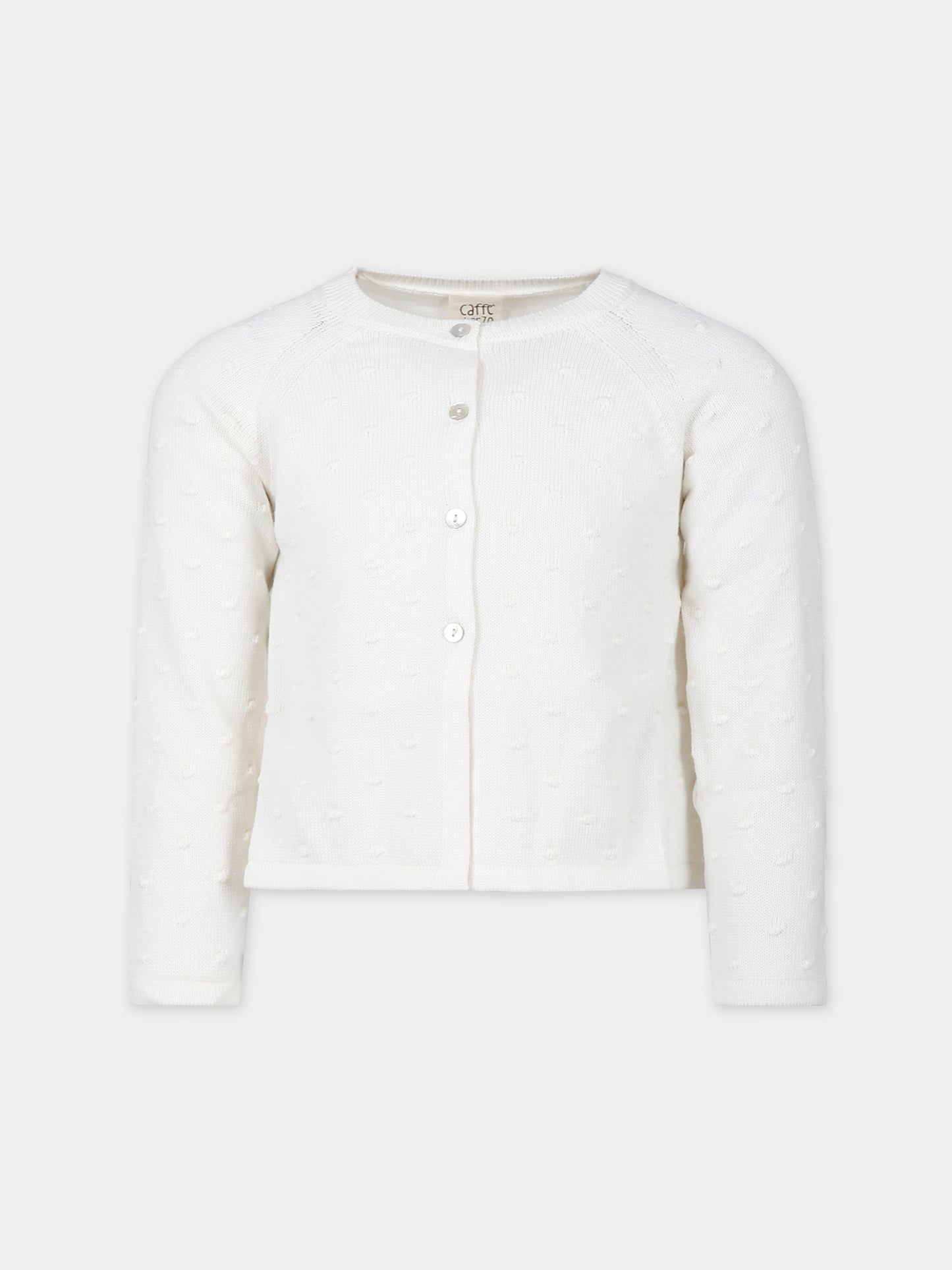 Cardigan bianco per bambina,Caffe' D'orzo,ZU9A90 Z2164 102