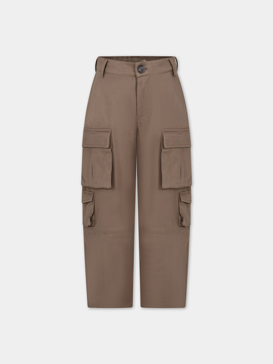 Pantaloni casual marroni per bambina,Douuod Kids,DU6Q50 G0073 343