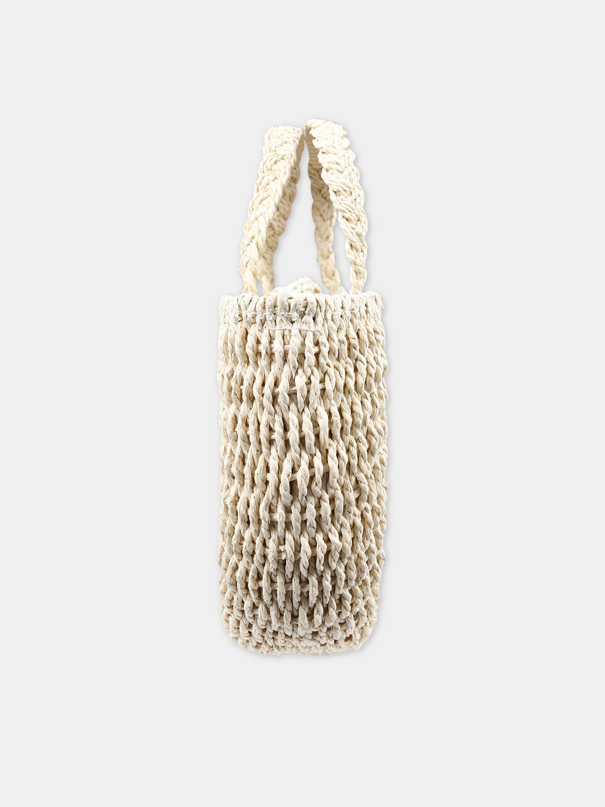 Borsa mare in paglia beige per bambina con stelle marine,Monnalisa,19C066 3097 0003