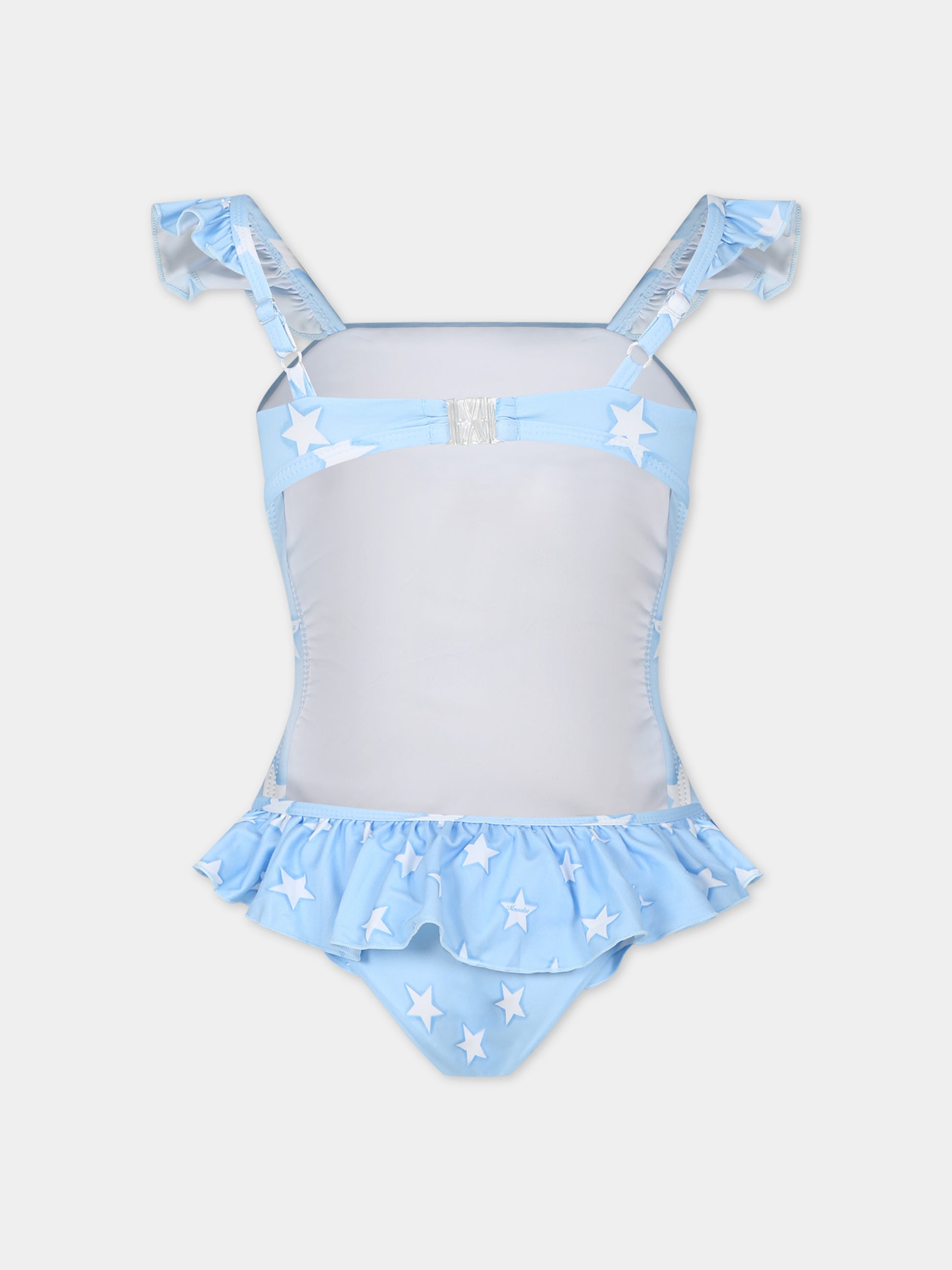 Costume intero celeste per bambina con Minnie,Monnalisa,19C060 3094 5899