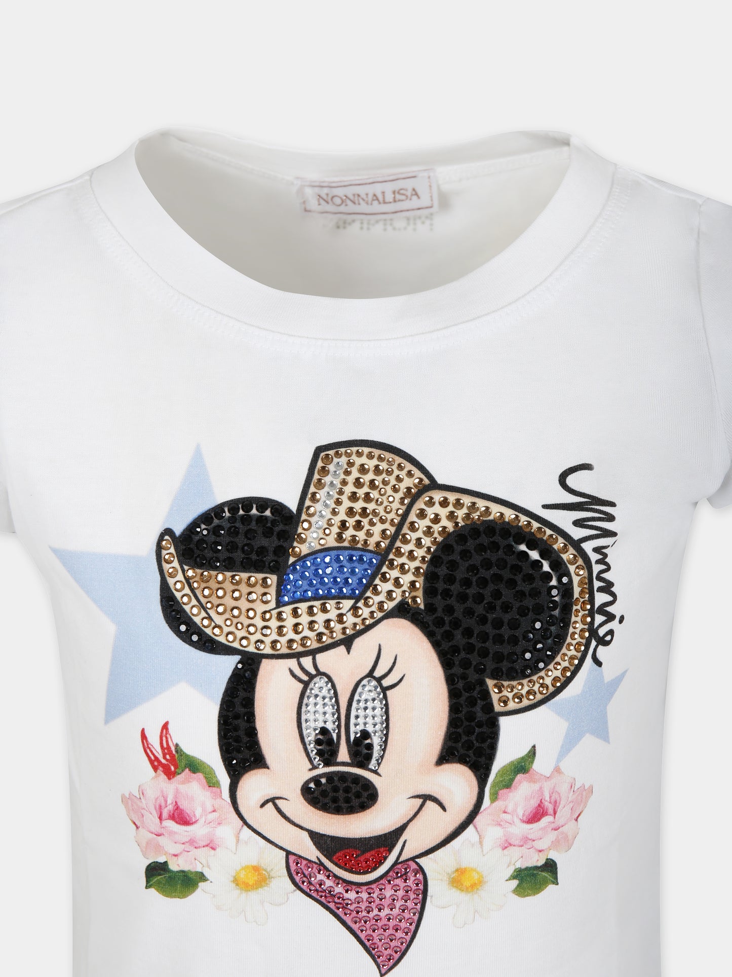 T-shirt bianca per bambina con Minnie,Monnalisa,19C602 3003 0099