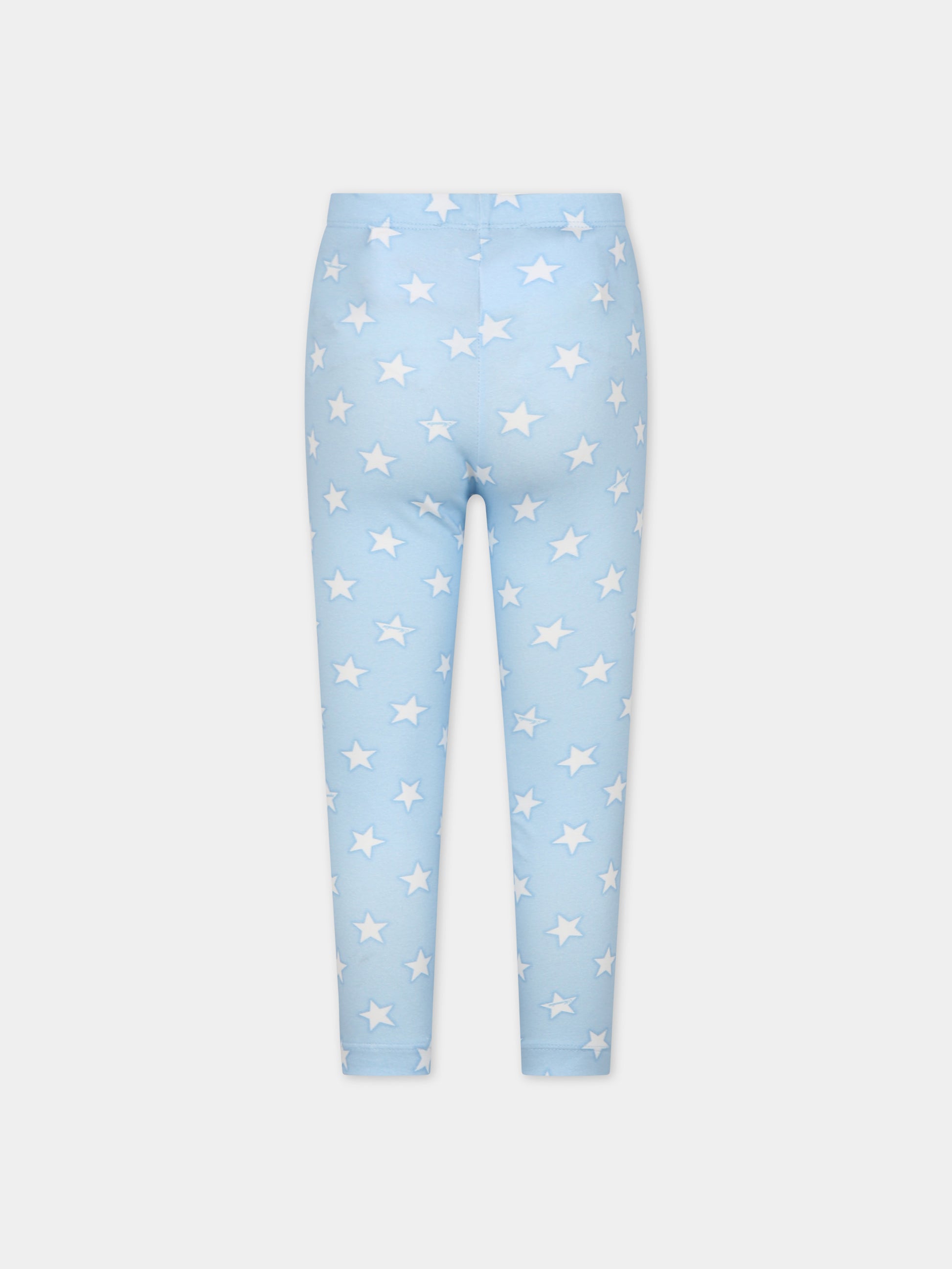 Leggings celesti per bambina con stelle,Monnalisa,11C406 3623 0058