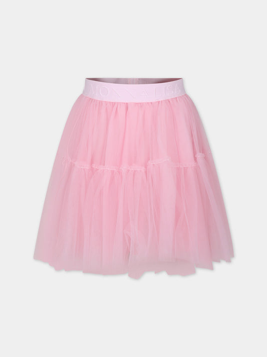 Gonna elegante rosa per bambina in tulle,Monnalisa,17CGON T9945 0090