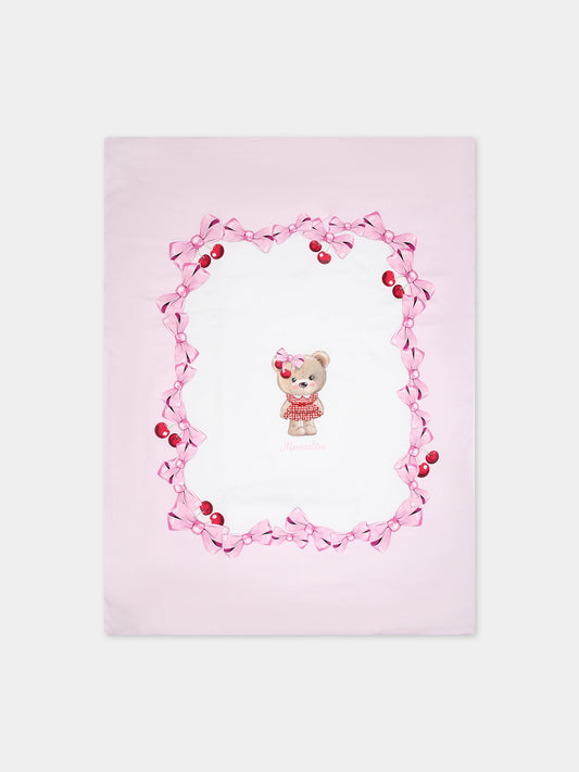 Coperta bianca per neonata con orso,Monnalisa,35C007 3000 9099