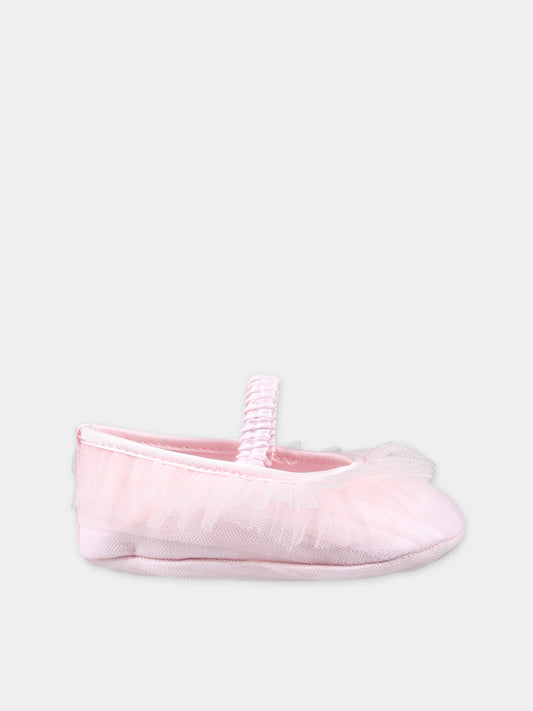 Ballerine rosa per neonata con tulle,Monnalisa,73C007 3361 0091
