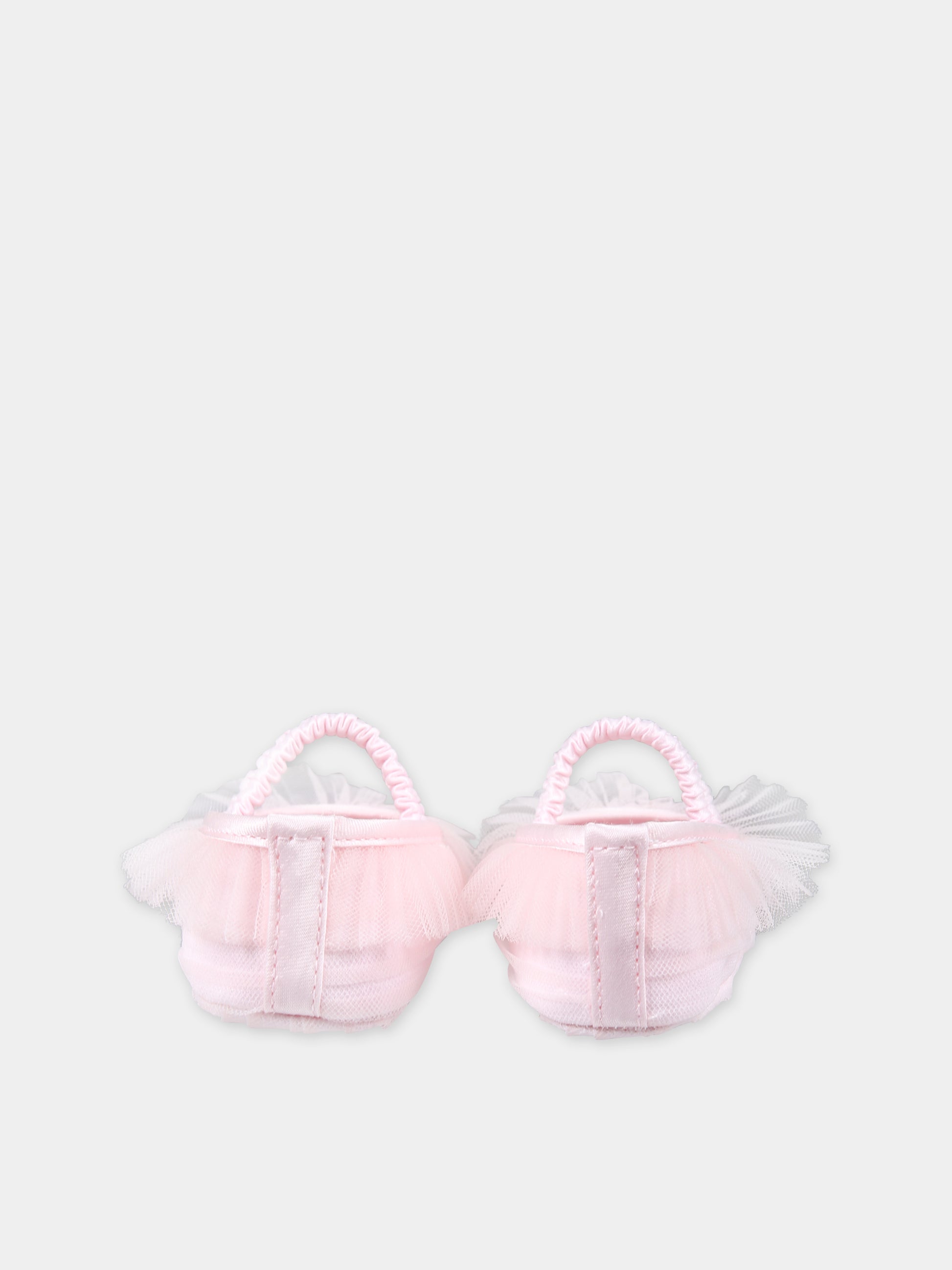 Ballerine rosa per neonata con tulle,Monnalisa,73C007 3361 0091