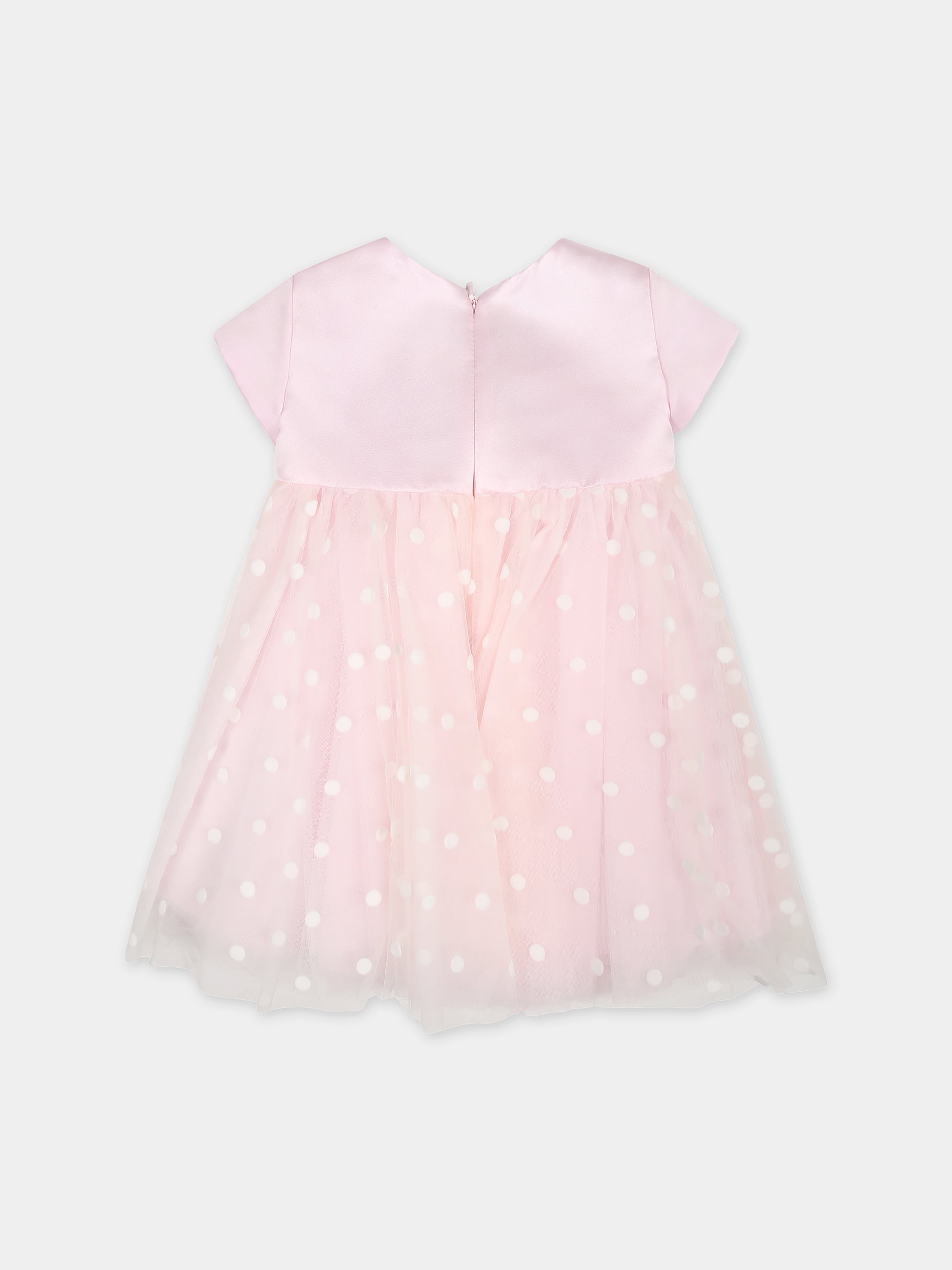 Vestito rosa per neonata con pois,Monnalisa,73C905 3906 0191