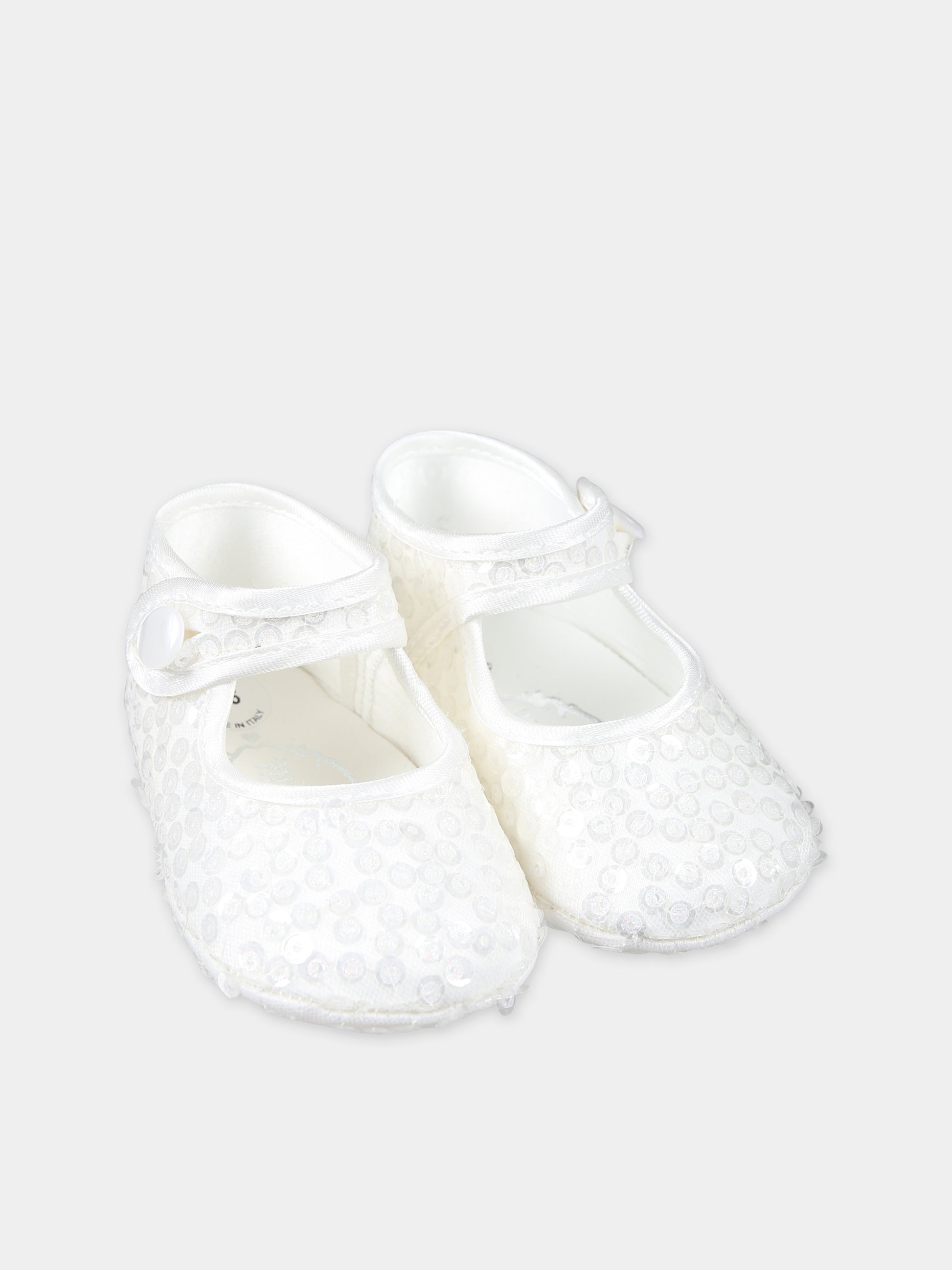 Ballerine bianche  per neonata con paiettes,Monnalisa,73C002 3901 0001