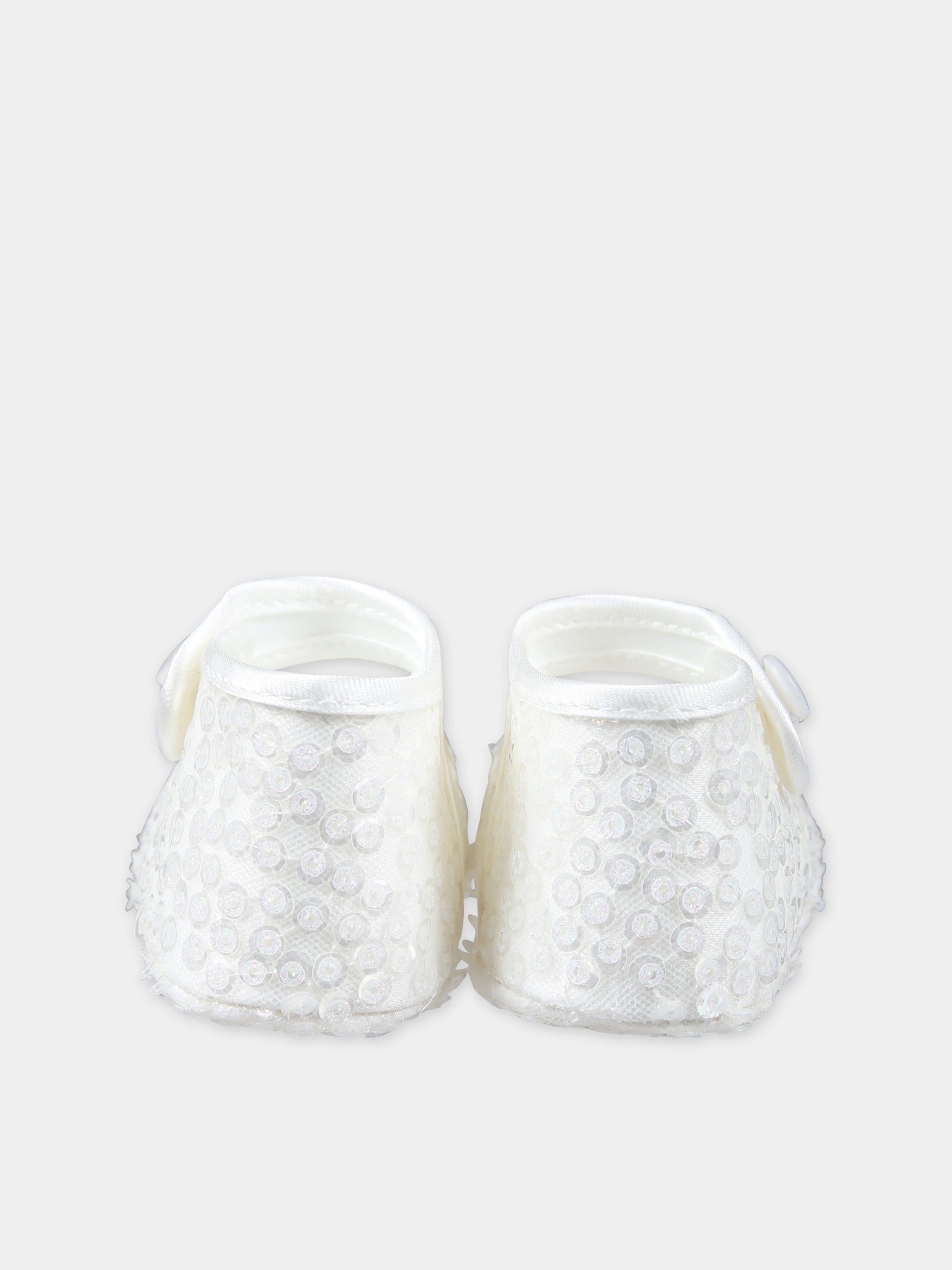 Ballerine bianche  per neonata con paiettes,Monnalisa,73C002 3901 0001