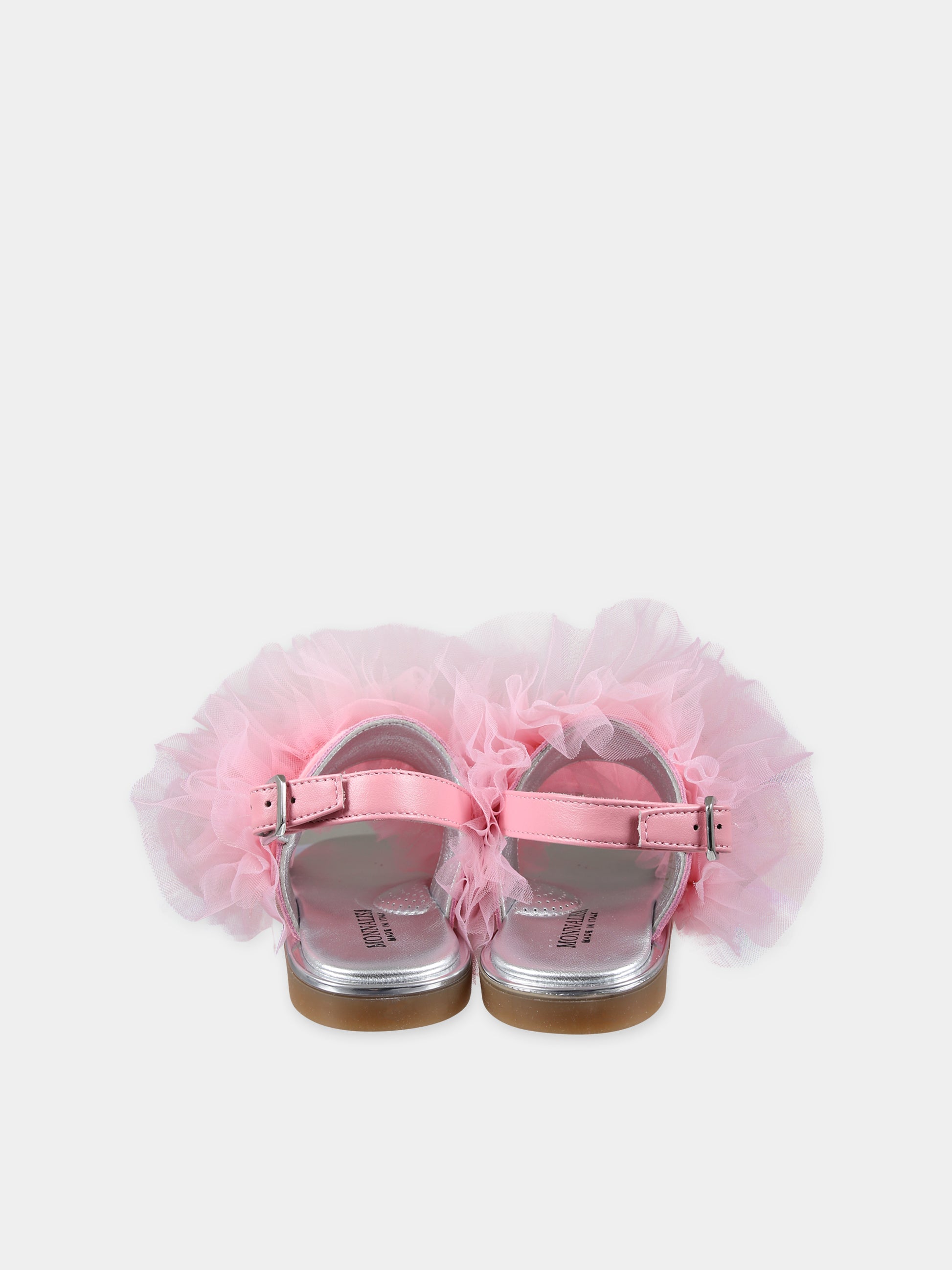 Sandali rosa per bambina con tulle,Monnalisa,87C009 3744 0090