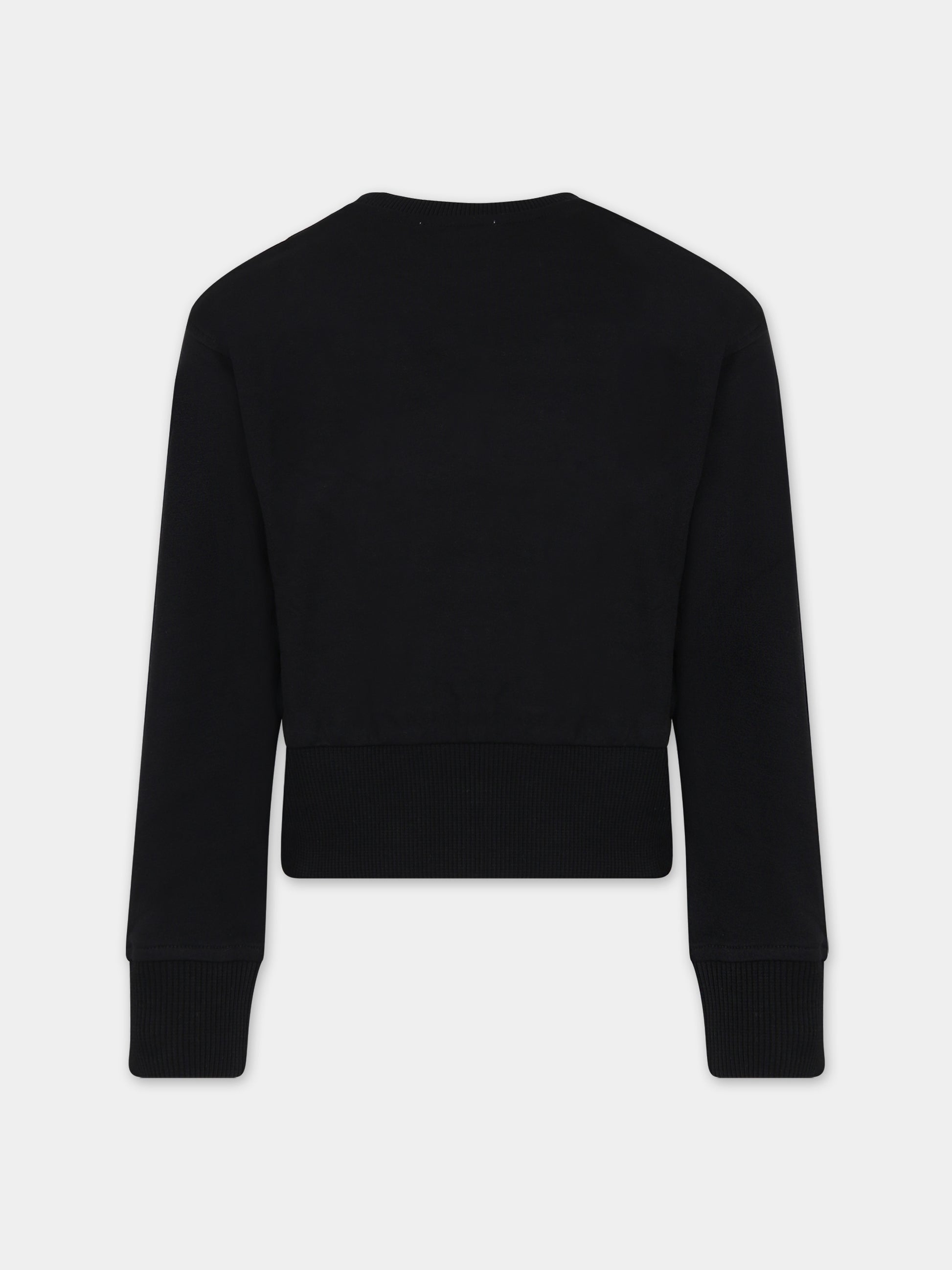 Felpa nera per bambina con logo,Moschino Kids,HCF032 LDA01 60100