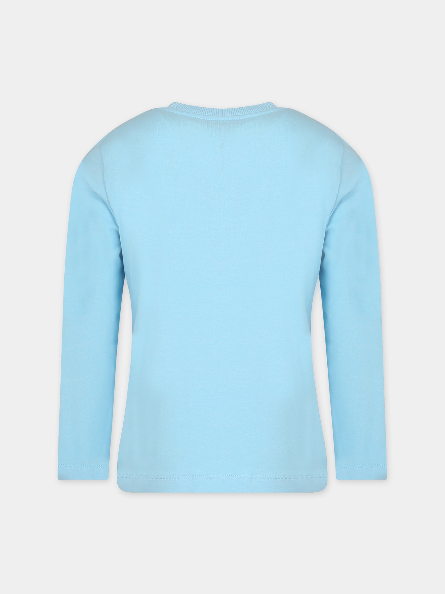 T-shirt celeste per bambini con Teddy Bear e logo,Moschino Kids,HOO00K LBA10 41020