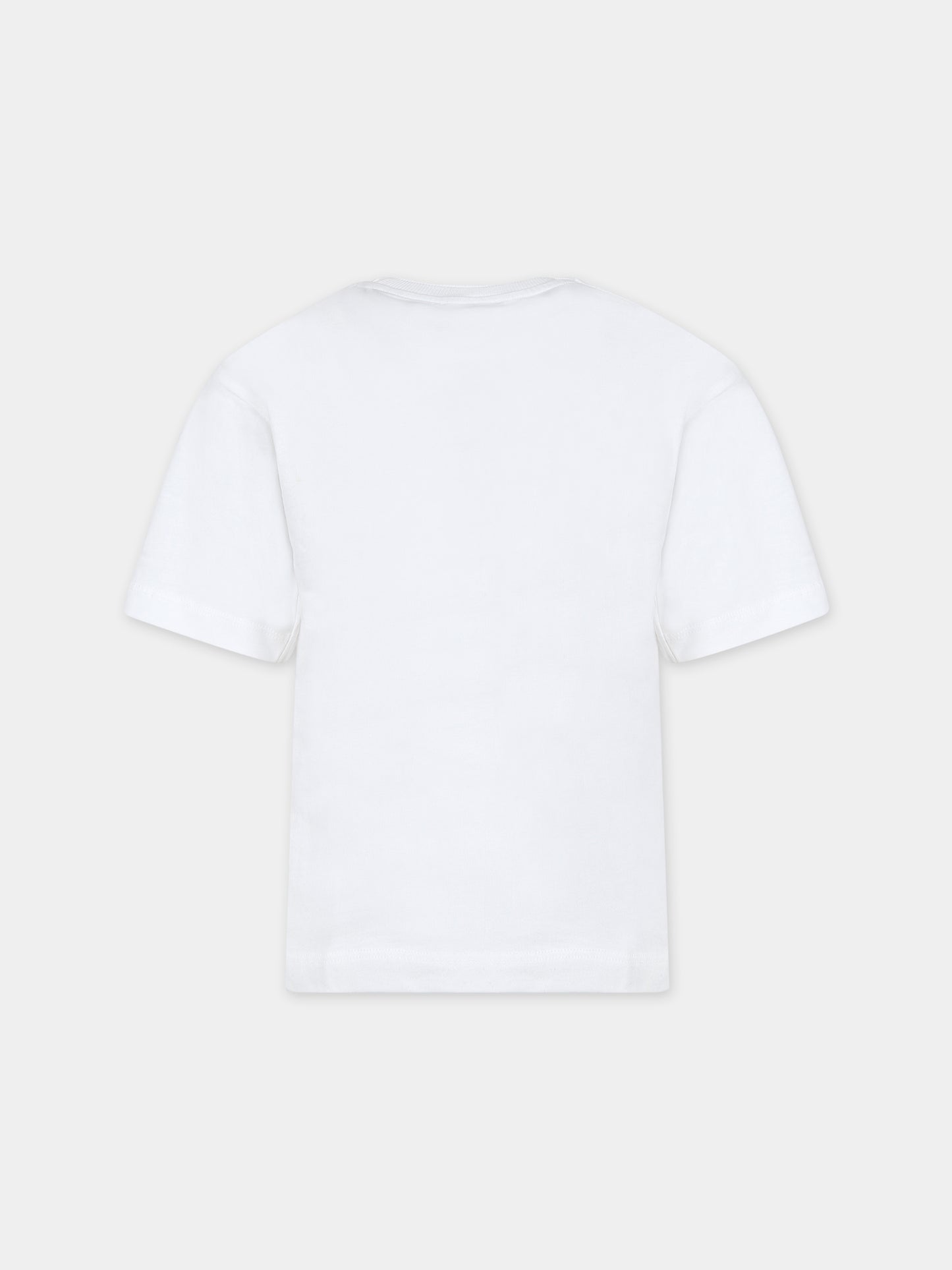 T-shirt bianca per bambina con Teddy Bear e logo,Moschino Kids,HPM03R LAA23 10101