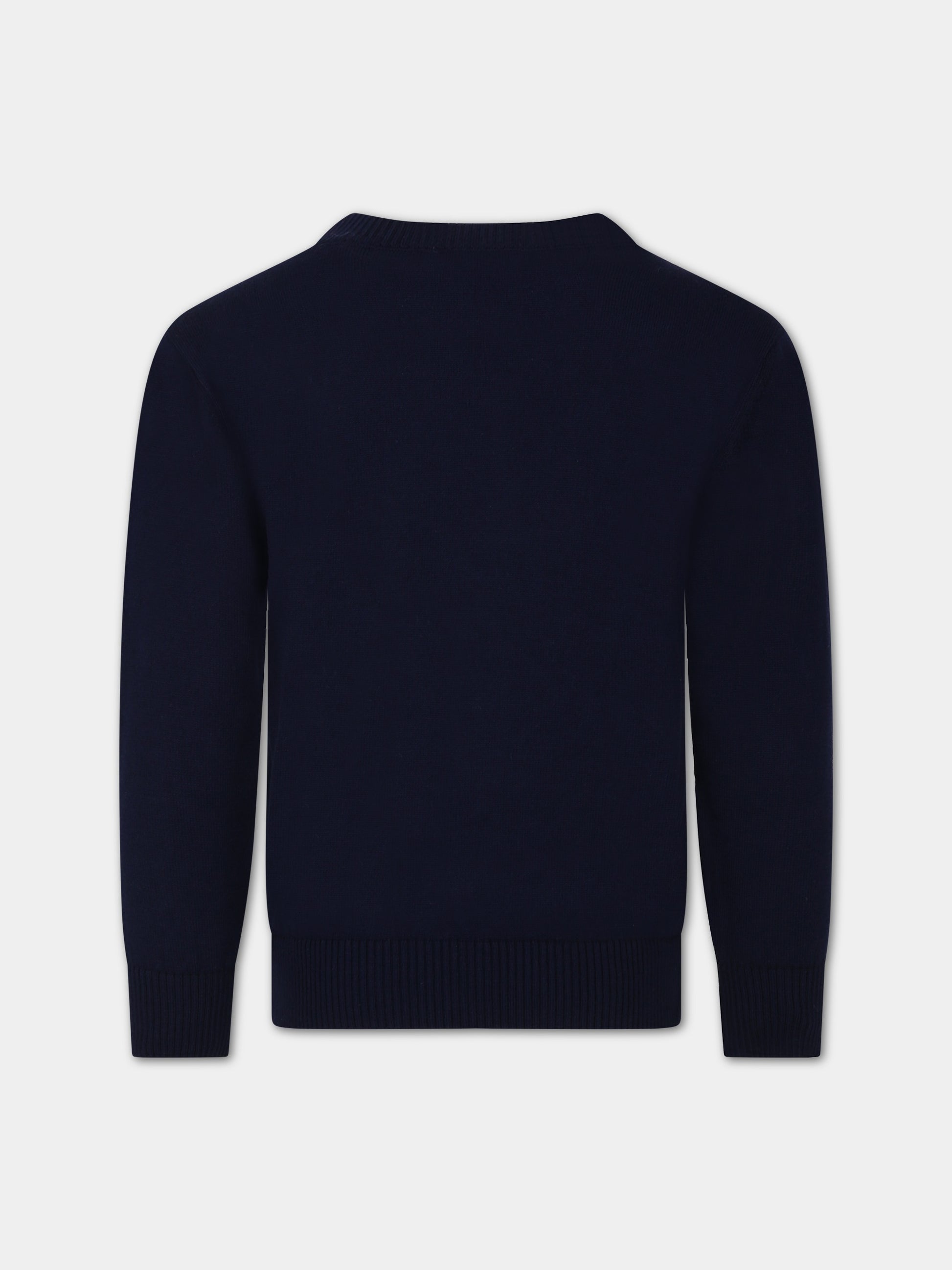 Maglione blu per bambina con Teddy bear e logo,Moschino Kids,HPW00J LHE13 40016