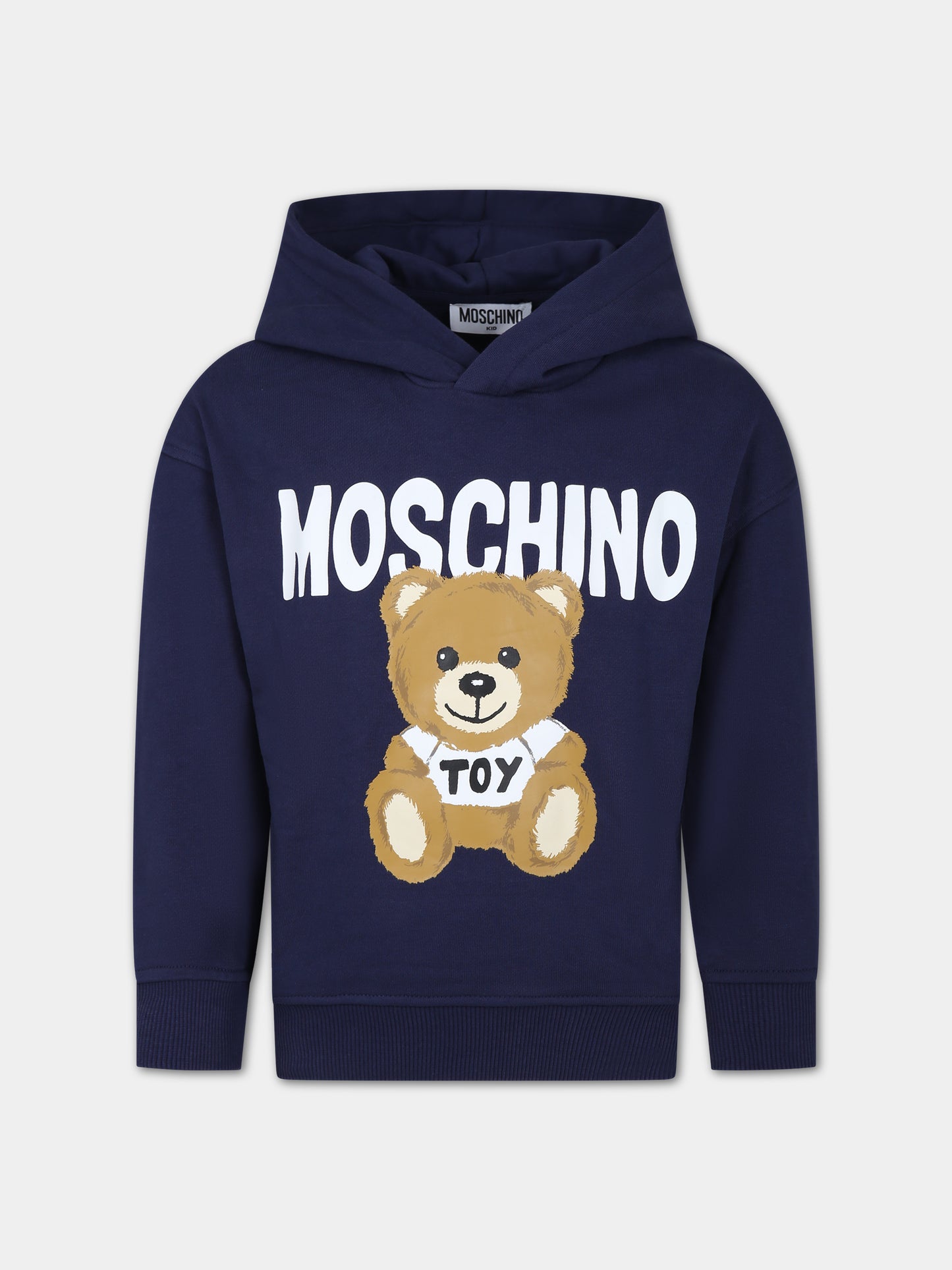 Felpa blu per bambini con Teddy Bear e logo,Moschino Kids,HQF03X LCA32 40016