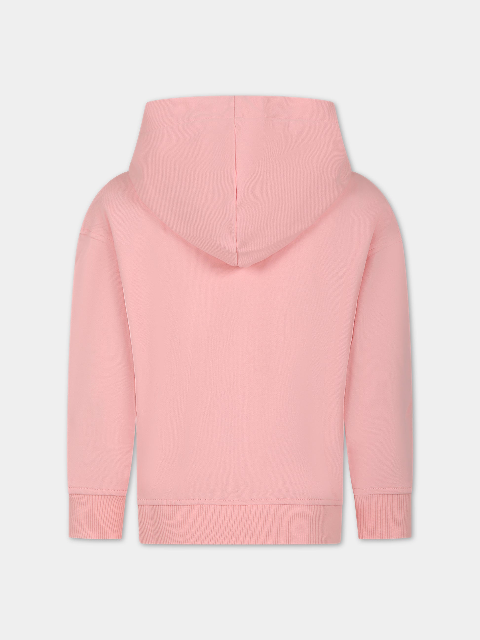 Felpa rosa per bambina con Teddy Bear e logo,Moschino Kids,HQF03X LCA32 50209