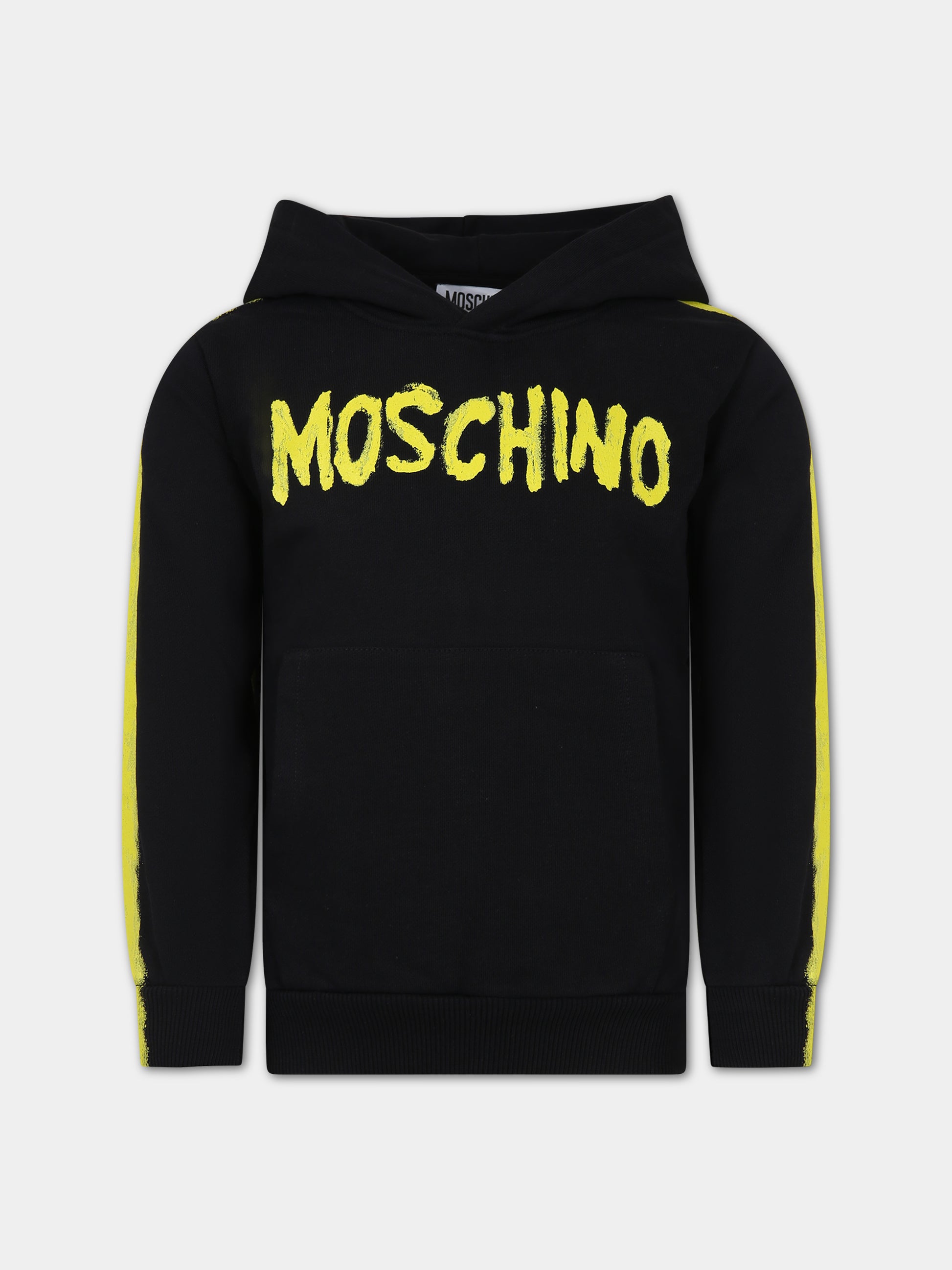 Felpa nera per bambino con logo,Moschino Kids,HUF079 LCA52 60100