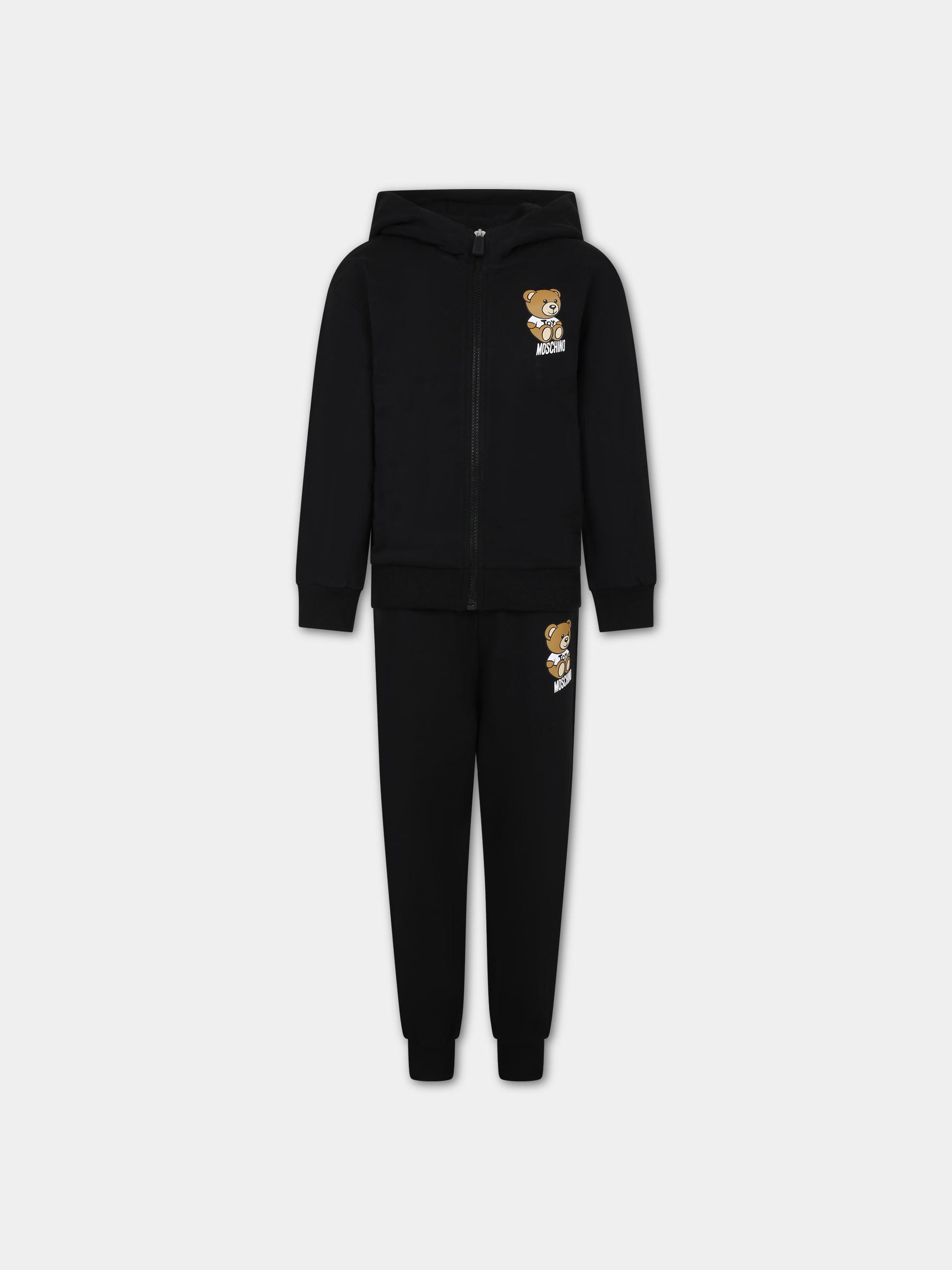 Completo nero per bambini con Teddy Bear e logo,Moschino Kids,HUK03A LCA19 60100