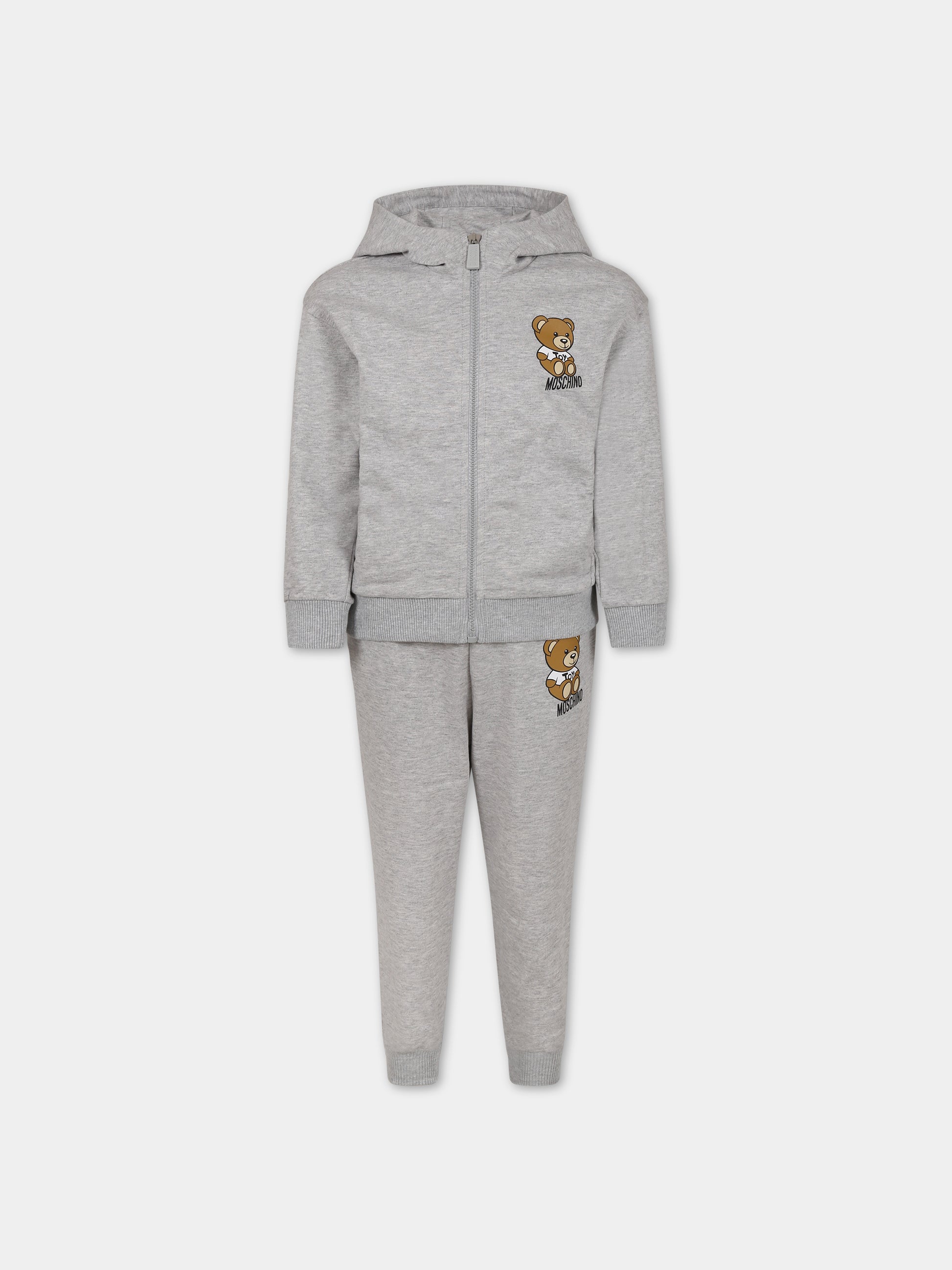 Completo grigio per bambini con Teddy Bear e logo,Moschino Kids,HUK03A LCA19 60926