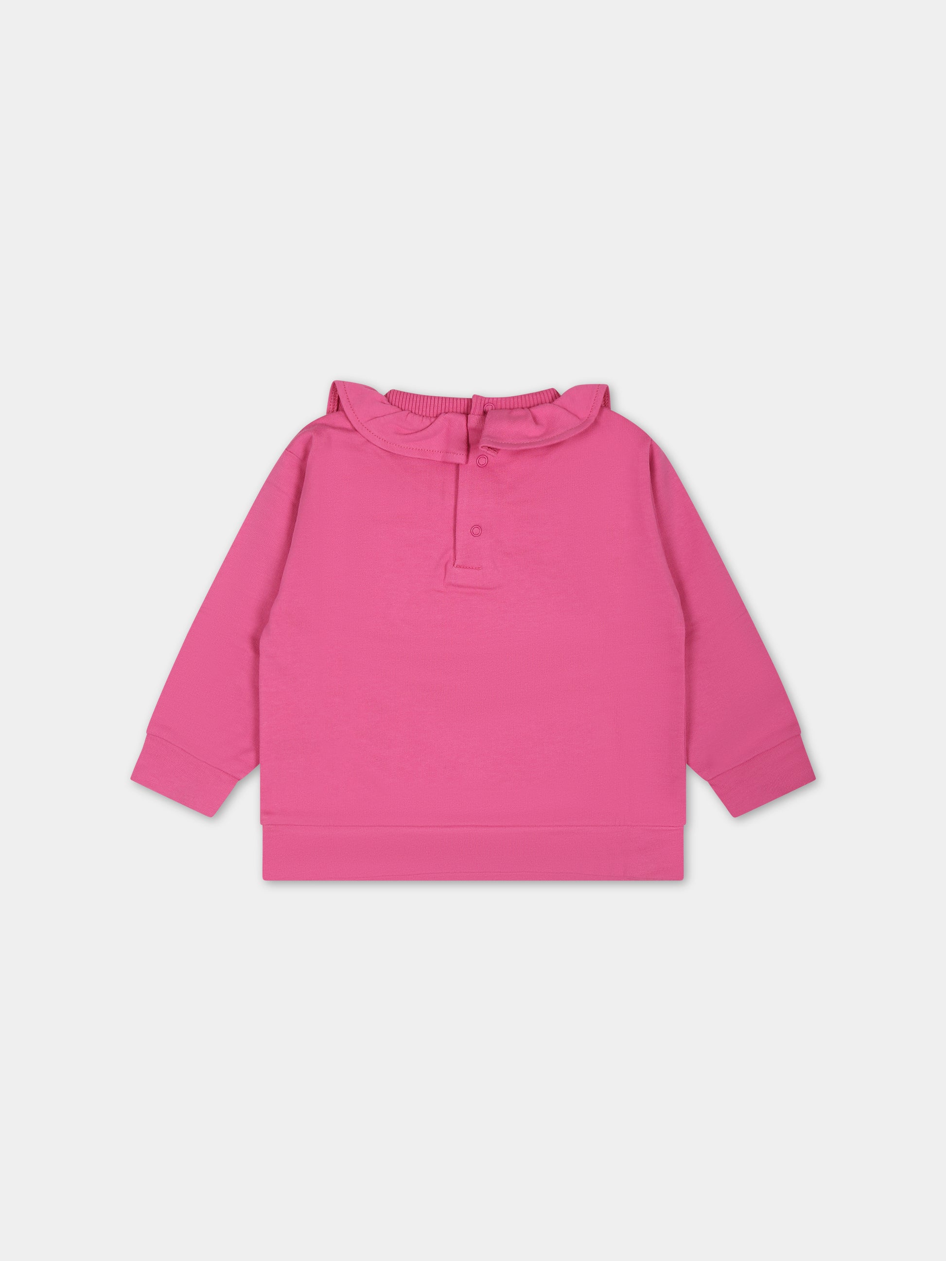 Felpa fucsia per neonata con Teddy Bear e logo,Moschino Kids,MAF02A LDA00 50879