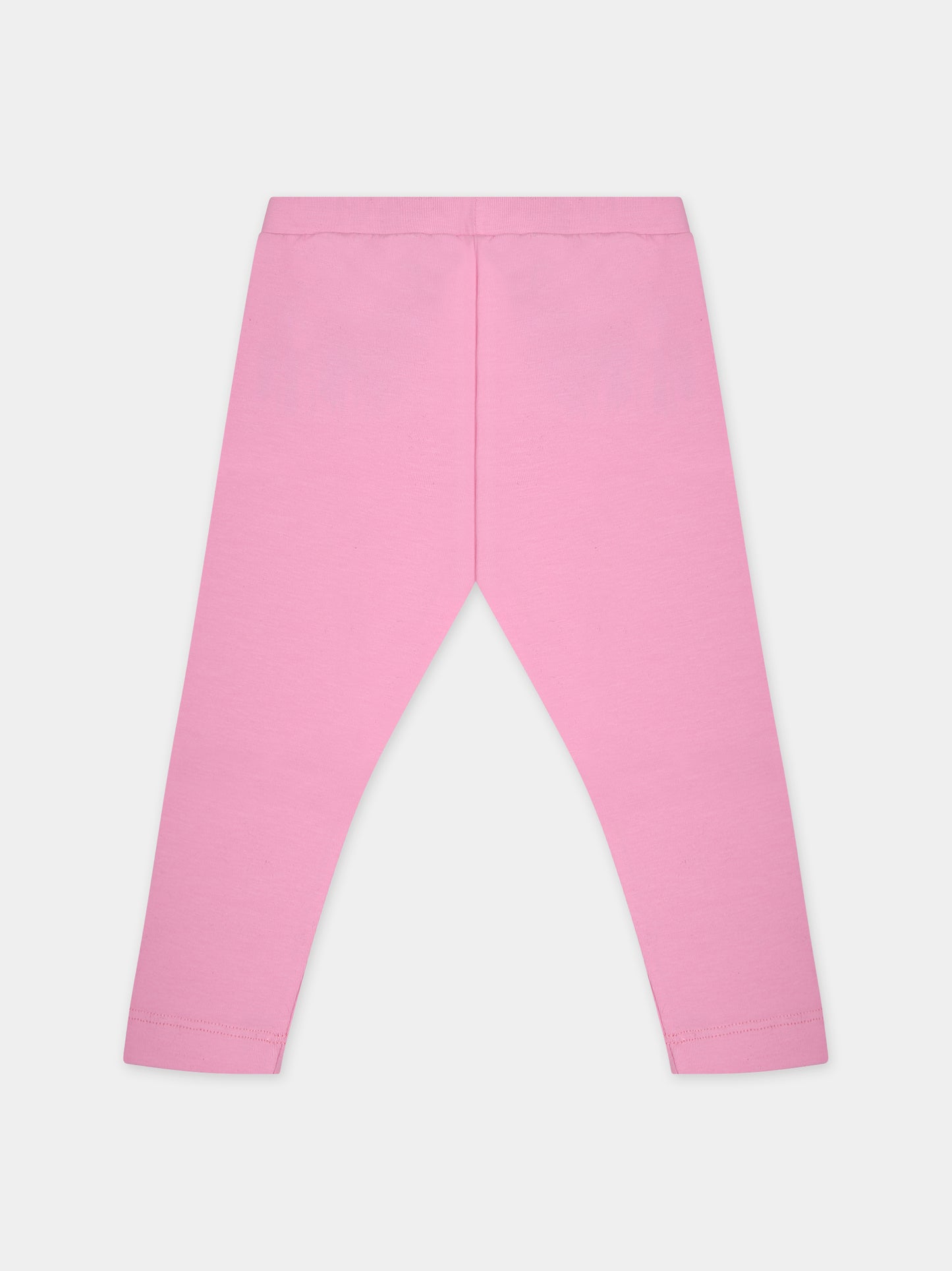 Leggings rosa per neonata con Teddy Bear e logo,Moschino Kids,MDP02Y LBA00 51473