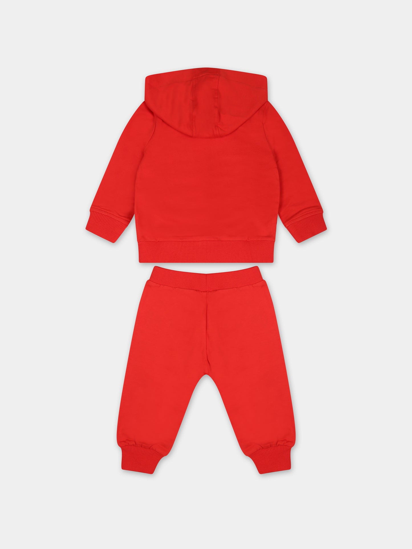 Completo rosso per neonati con Teddy Bear e logo,Moschino Kids,MNK037 LCA19 50109