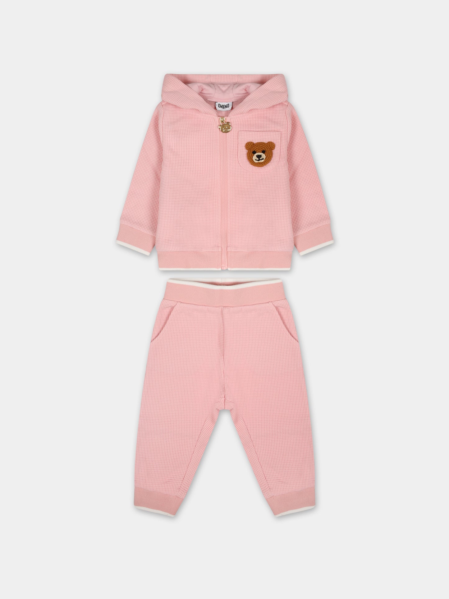 Completo rosa per neonata con Teddy Bear,Moschino Kids,MUK048 LCA57 50209