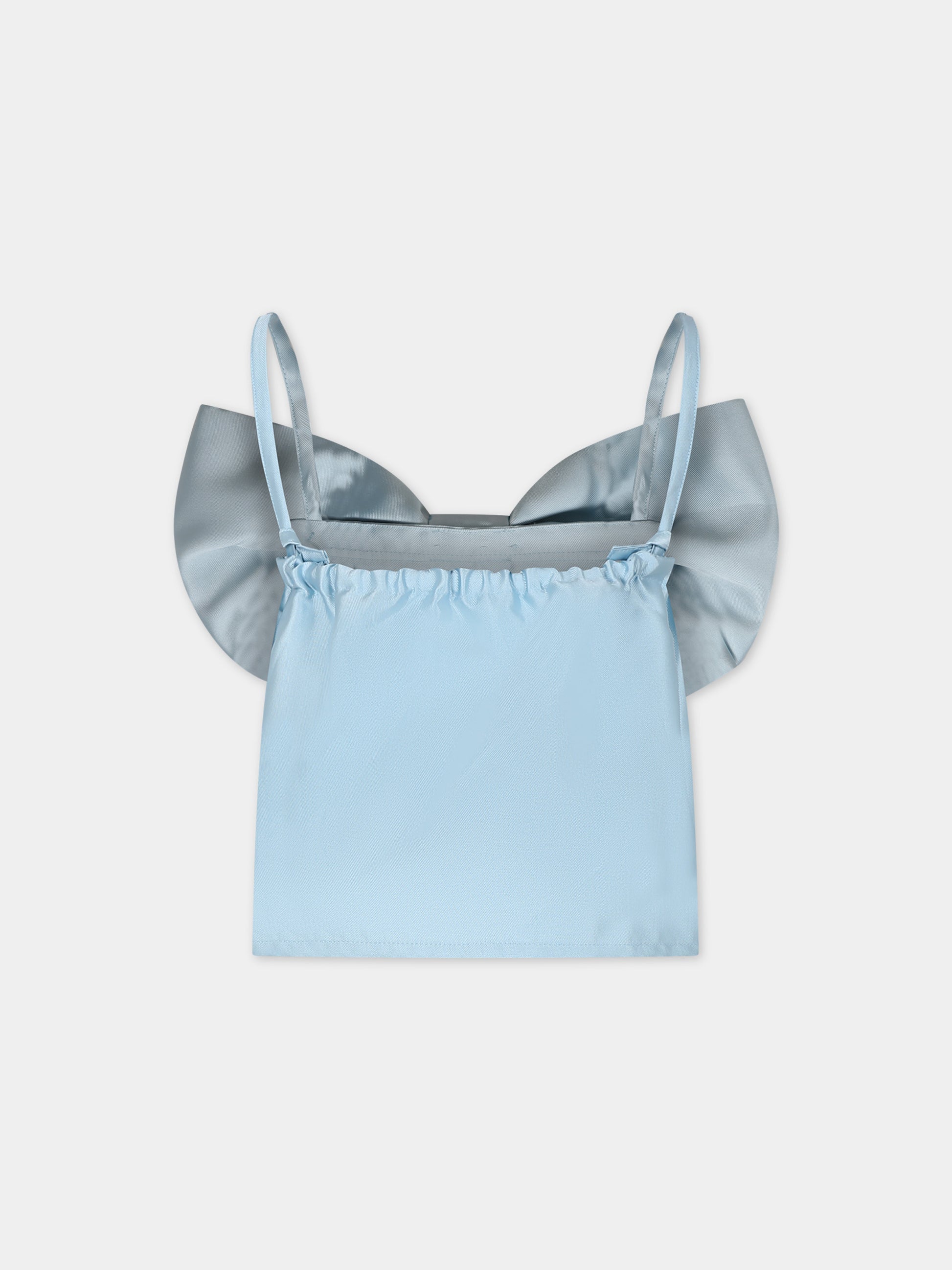 Top celeste per bambina con fiocco,Caroline Bosmans,SS24 1516 60 6010
