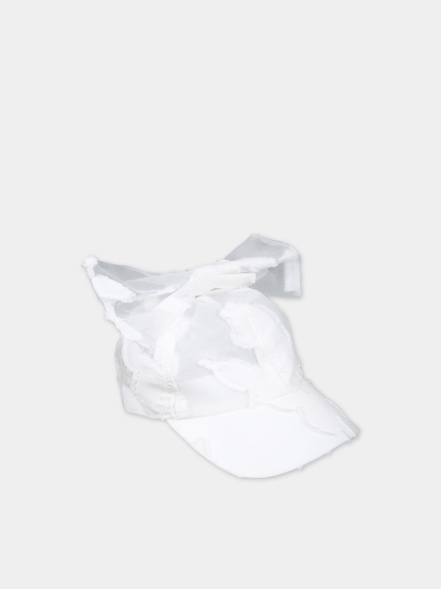 Cappello bianco per bambina con fiocco,Caroline Bosmans,SS24 9100 58 1000
