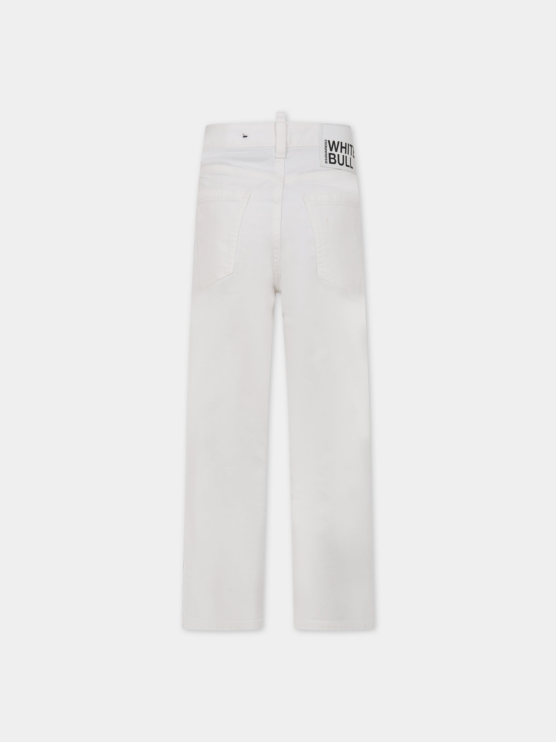 Jeans bianchi per bambino con patch logato,Dsquared2,DQ0501 D0IW DQ100