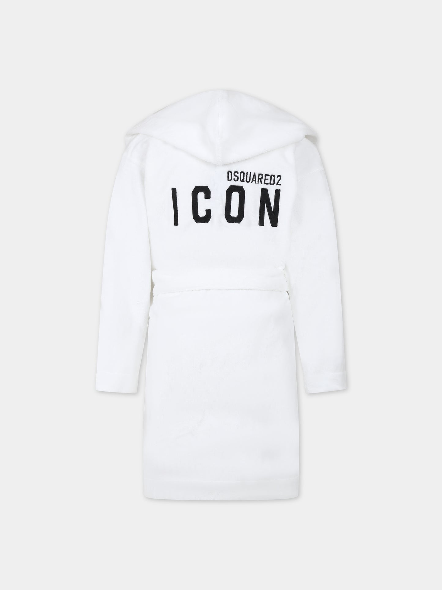 Accappatoio bianco per bambino con logo,Dsquared2,DQ0641 D008K DQ100