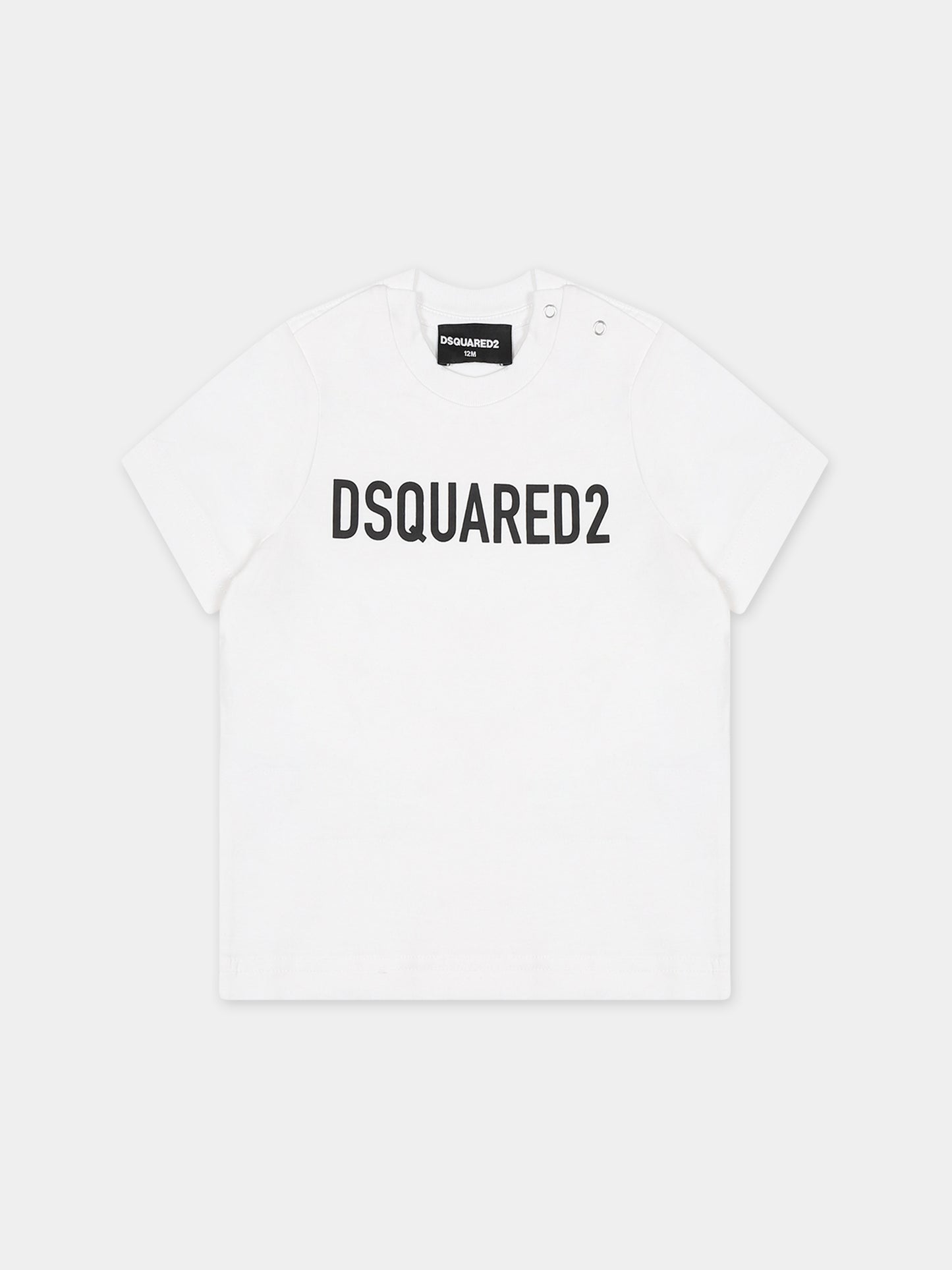 T-shirt bianca per neonati con logo,Dsquared2,DQ1781 D0A4C DQ100